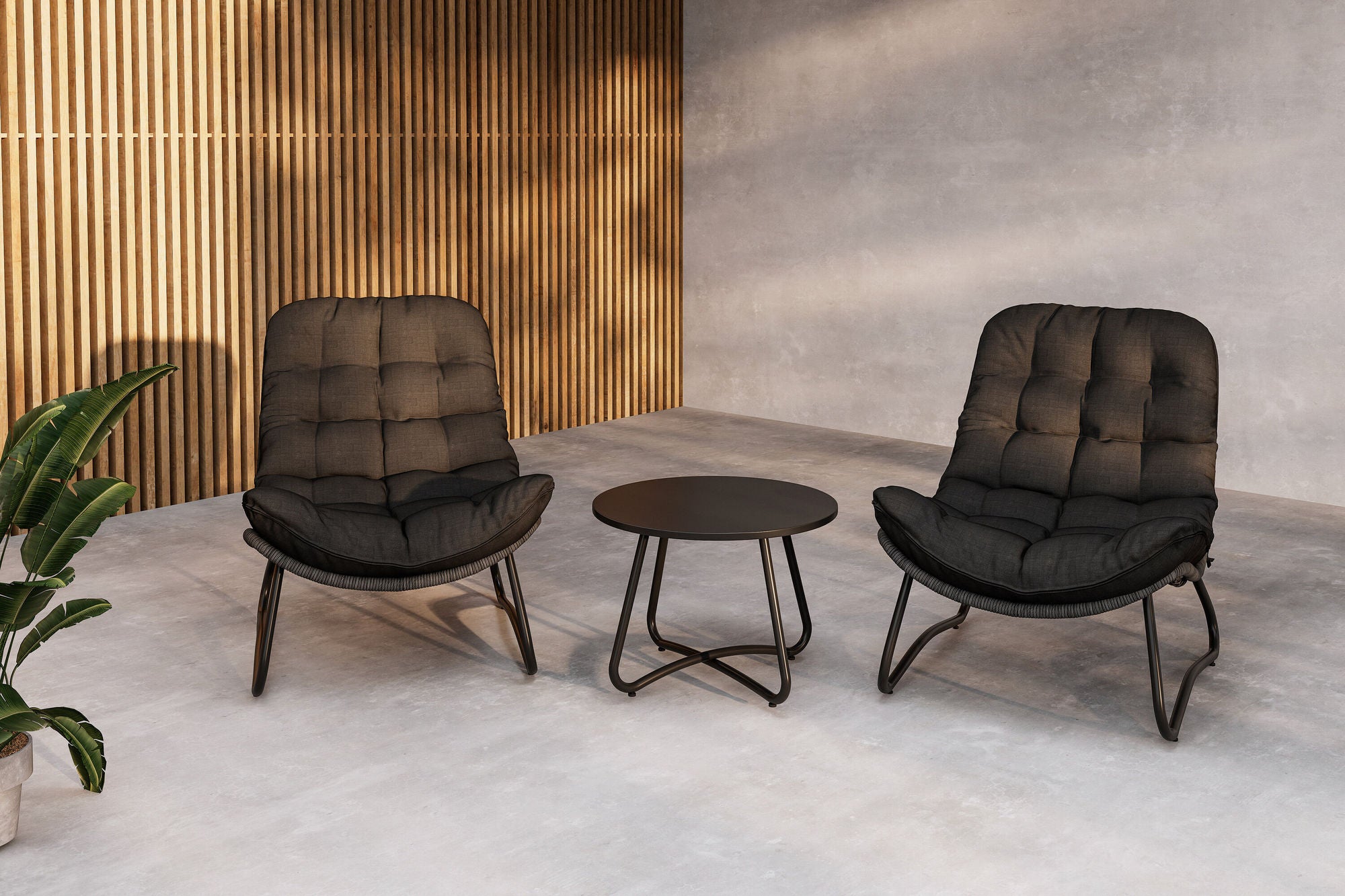 Venture Home Cala Lounge Set - Grey / Black