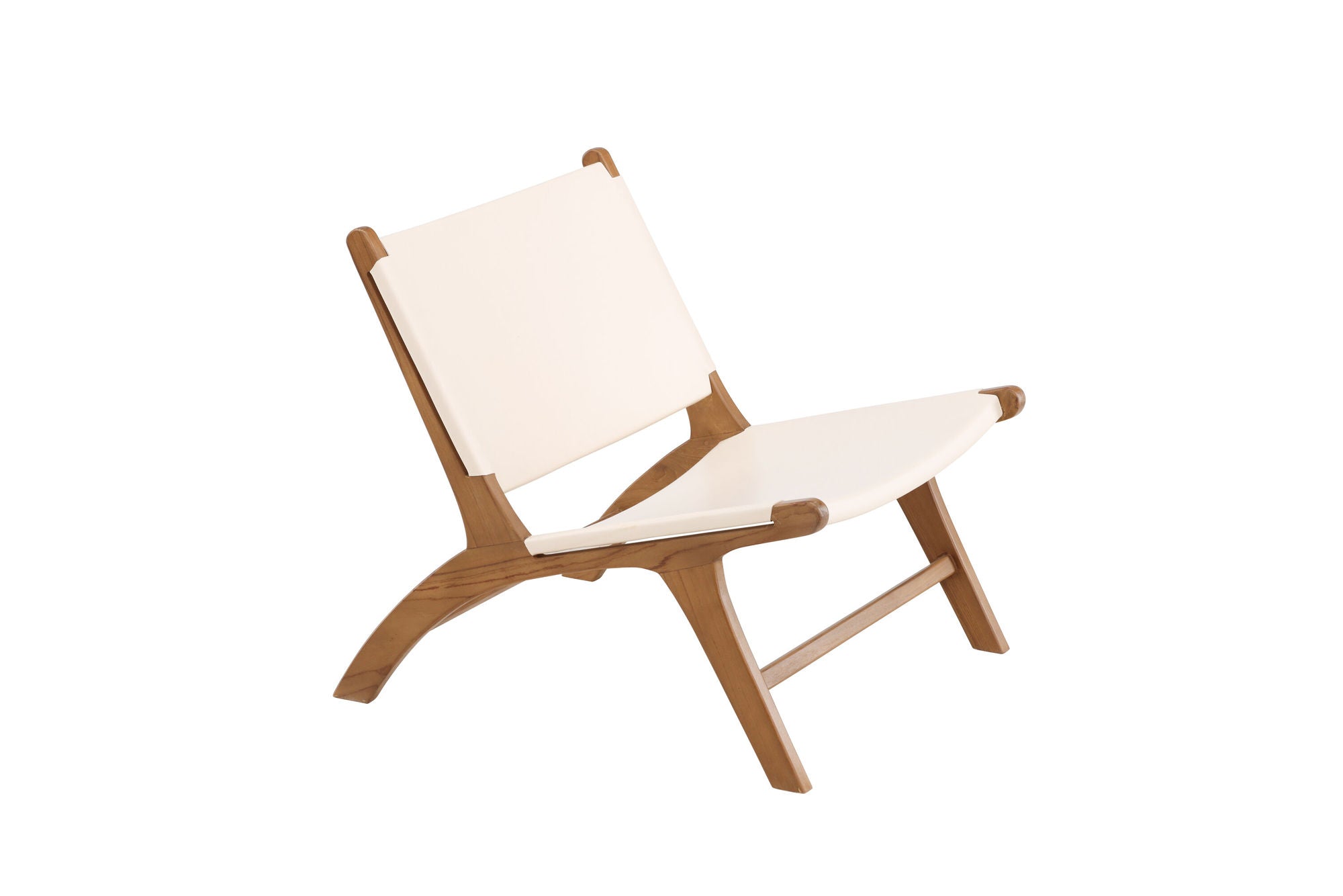 Vind Rike Lounge stol - Teak / Cream PU Leather