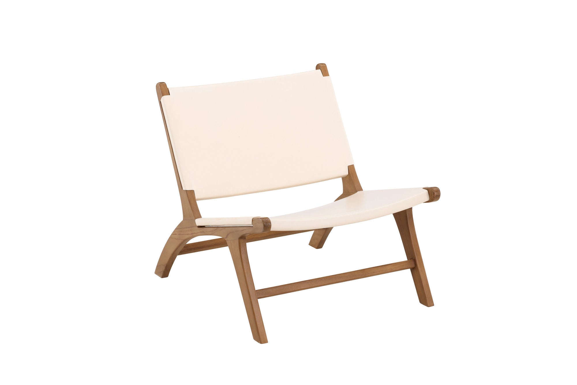 Vind Rike Lounge stol - Teak / Cream PU Leather