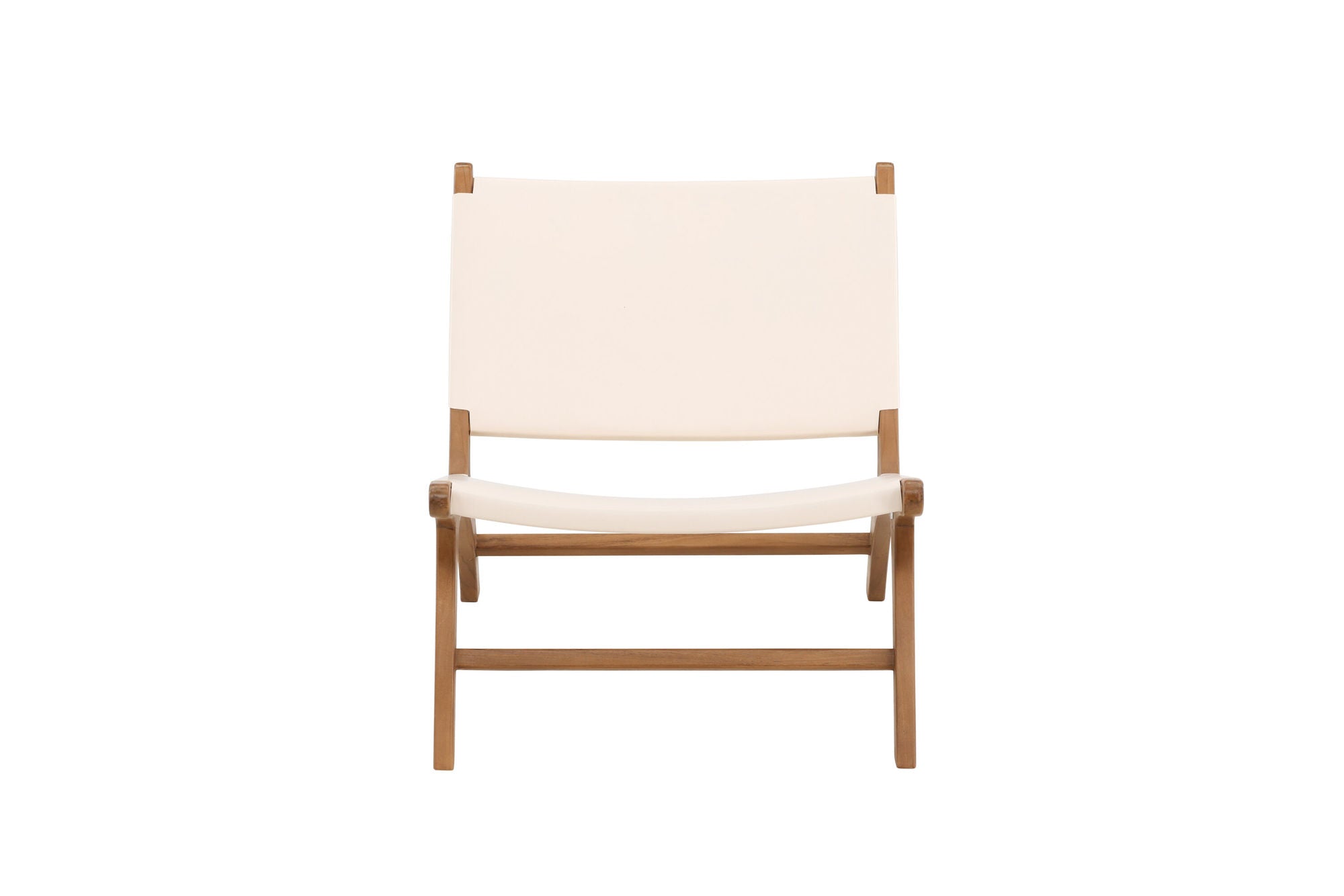 Vind Rike Lounge stol - Teak / Cream PU Leather