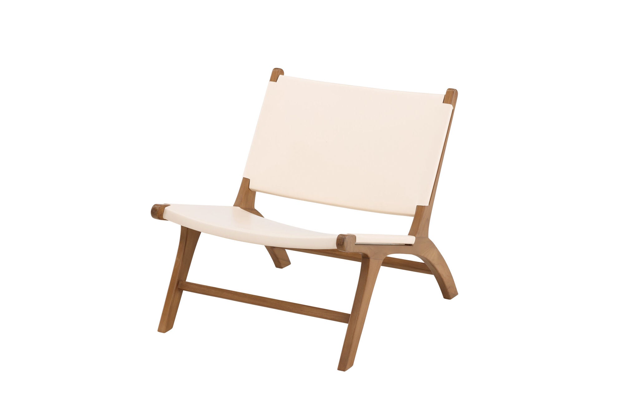 Vind Rike Lounge stol - Teak / Cream PU Leather