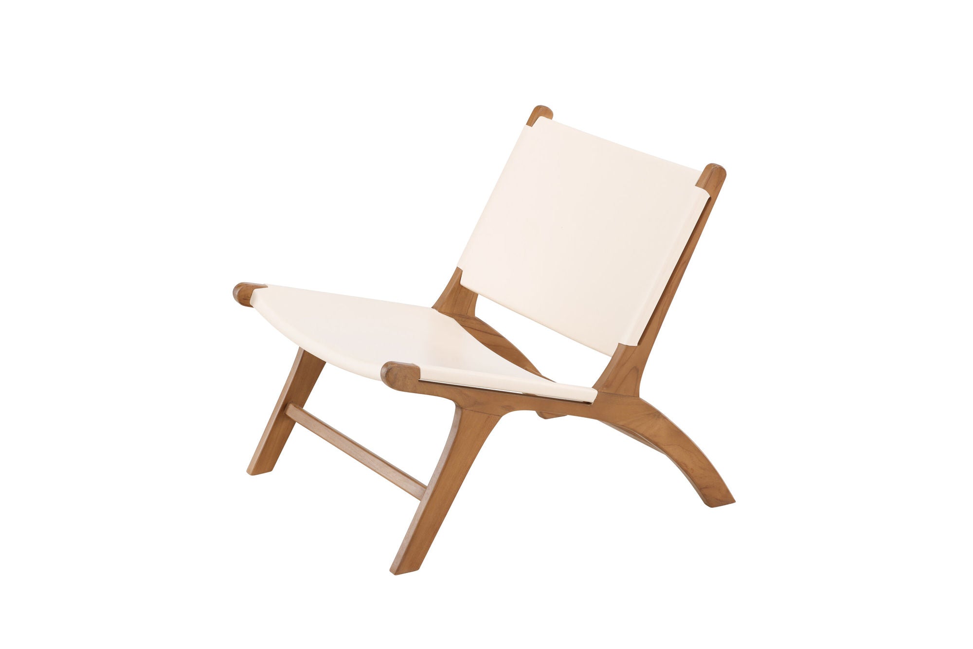 Vind Rike Lounge stol - Teak / Cream PU Leather