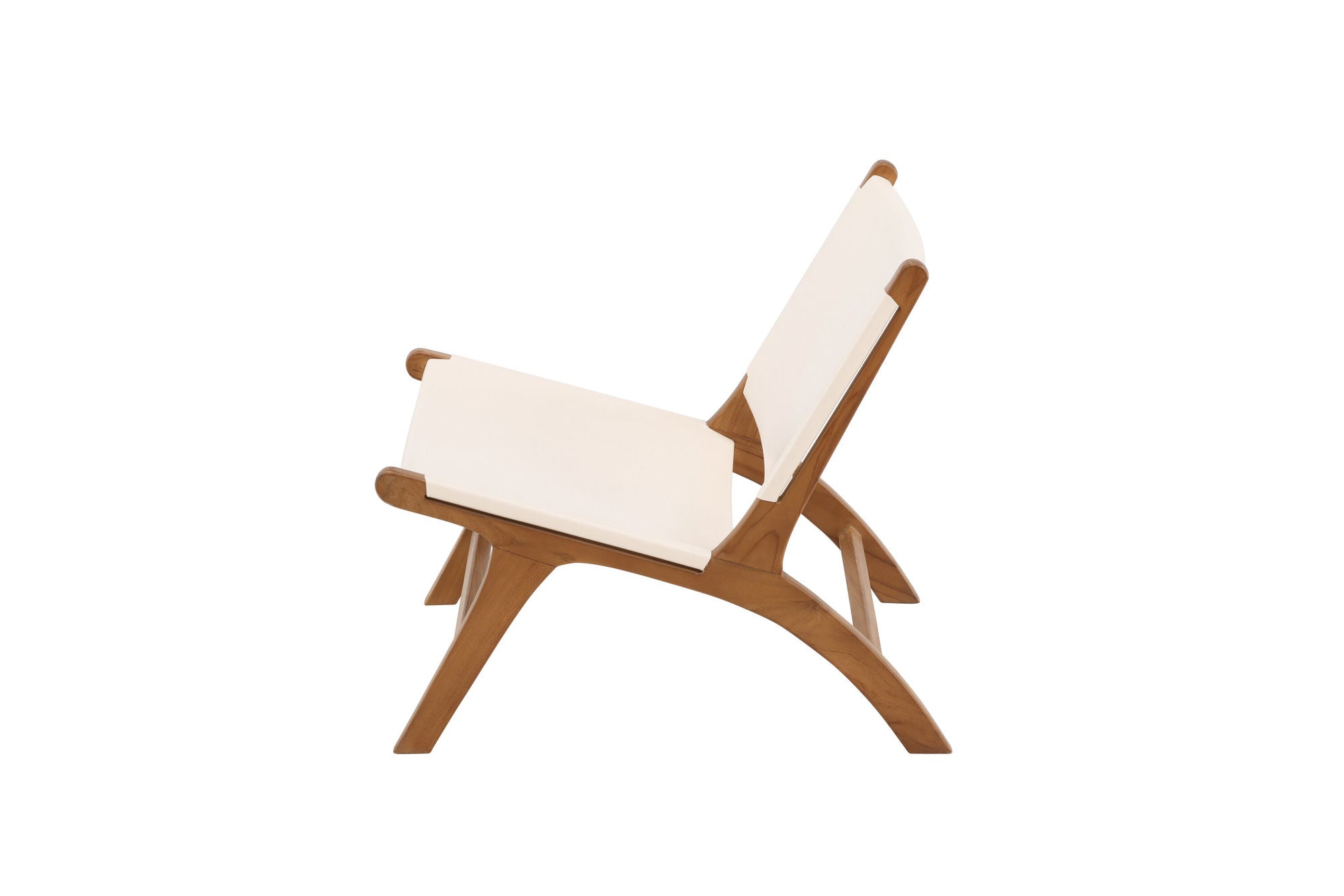 Vind Rike Lounge stol - Teak / Cream PU Leather