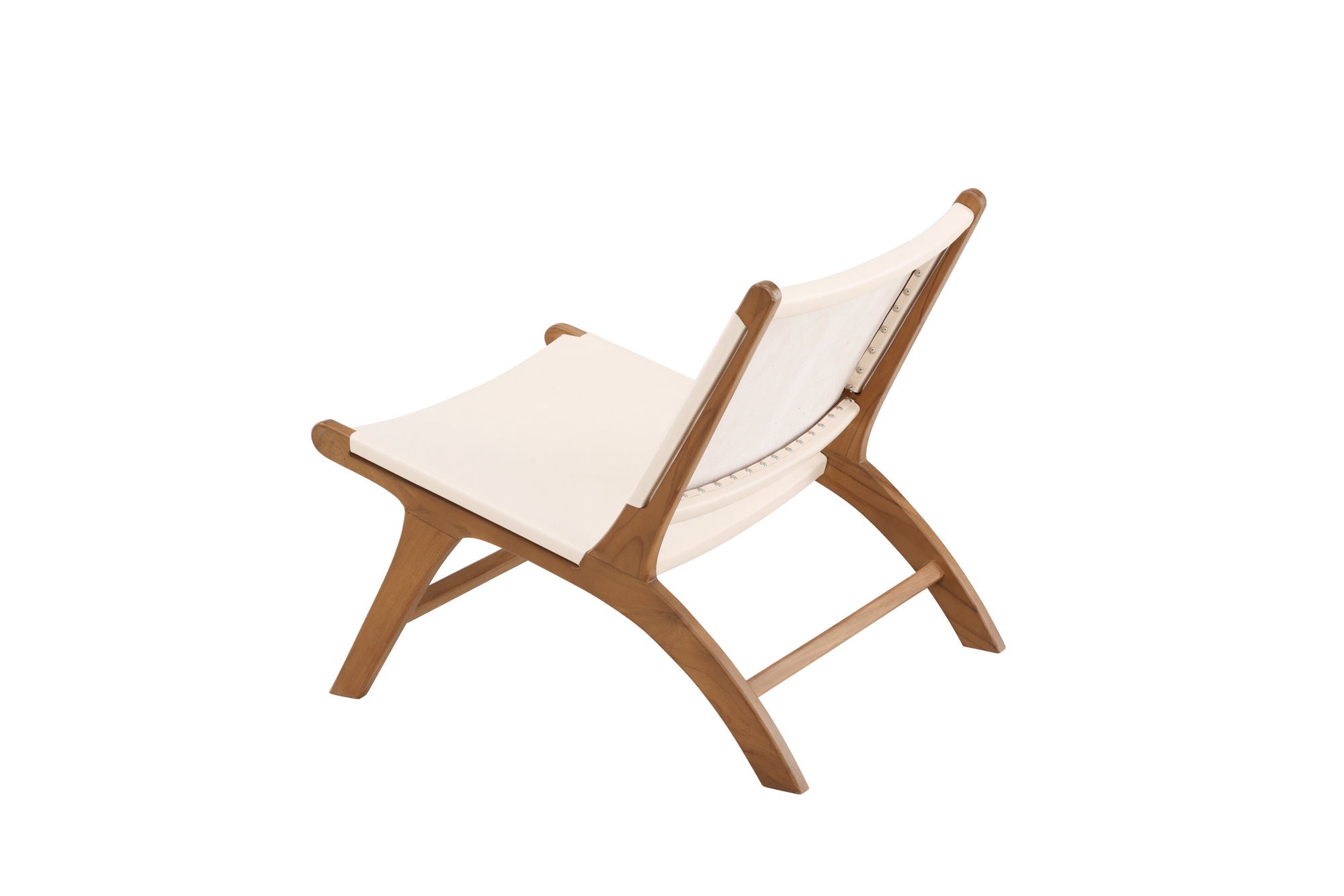 Vind Rike Lounge stol - Teak / Cream PU Leather