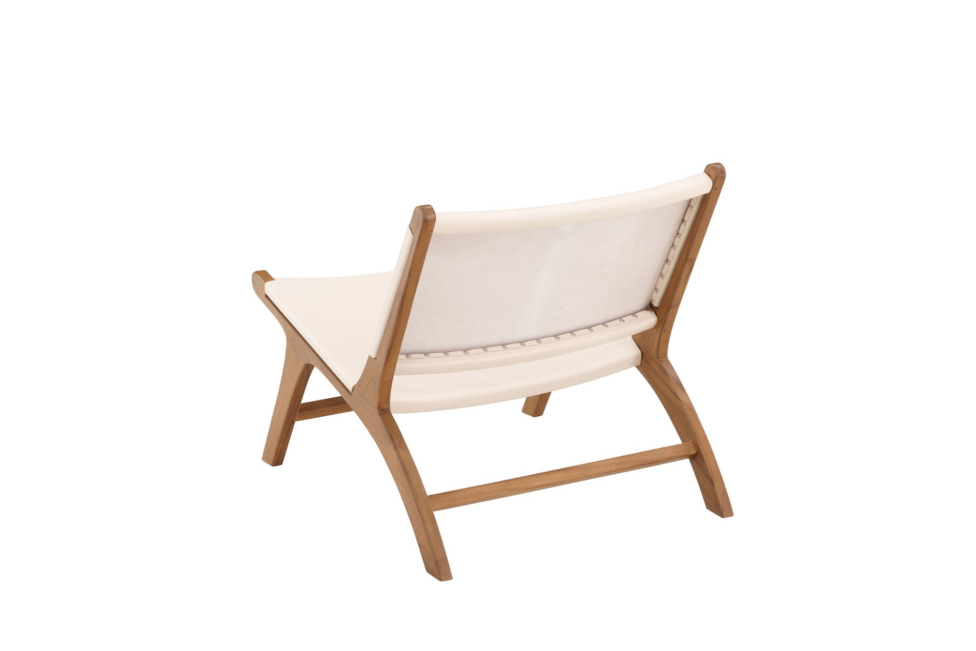 Vind Rike Lounge stol - Teak / Cream PU Leather