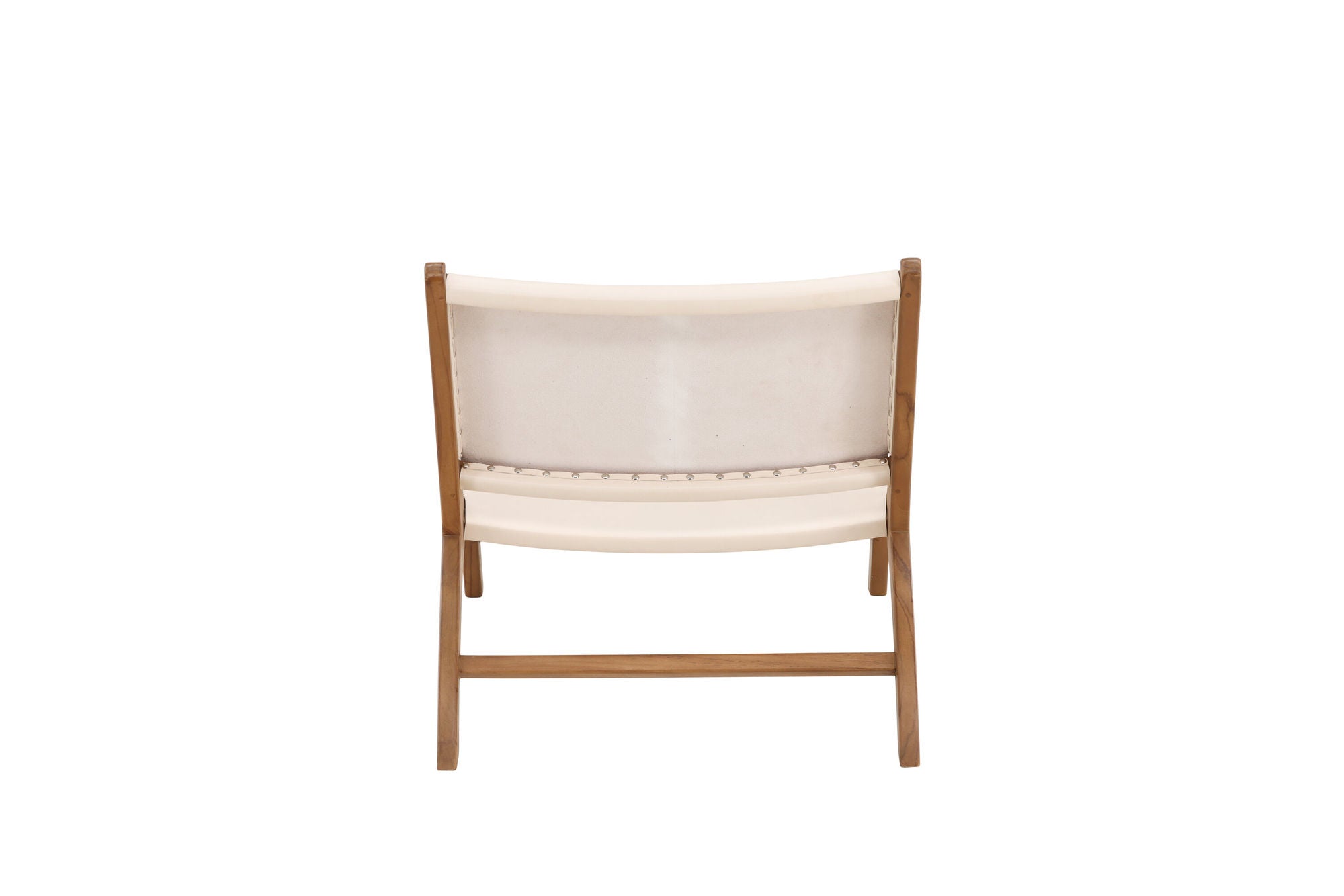 Vind Rike Lounge stol - Teak / Cream PU Leather