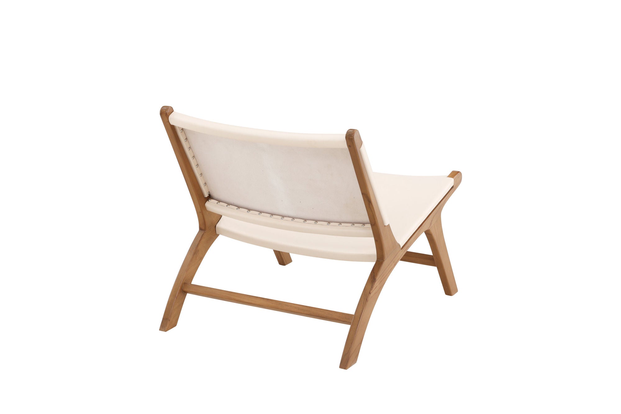 Vind Rike Lounge stol - Teak / Cream PU Leather