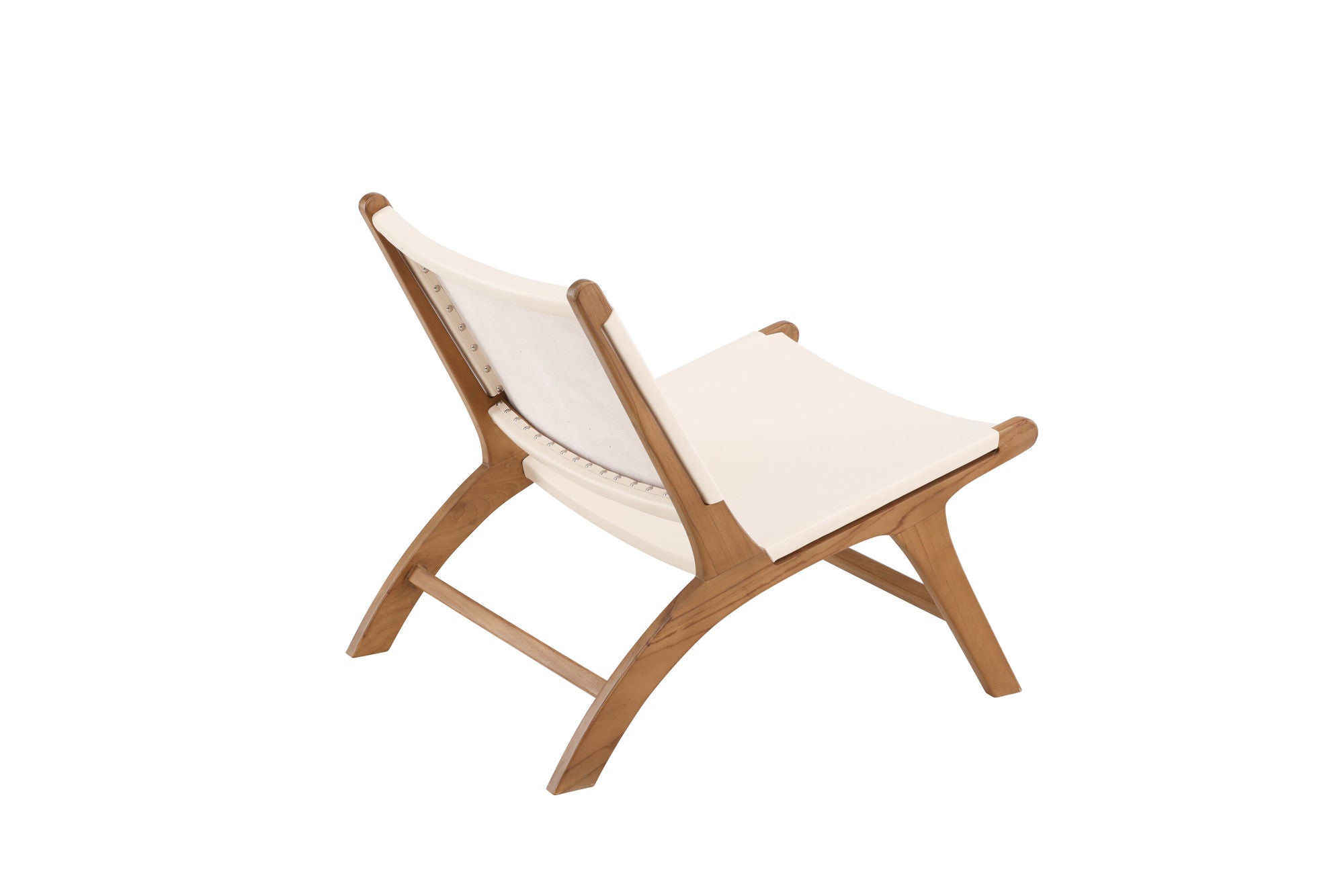 Vind Rike Lounge stol - Teak / Cream PU Leather