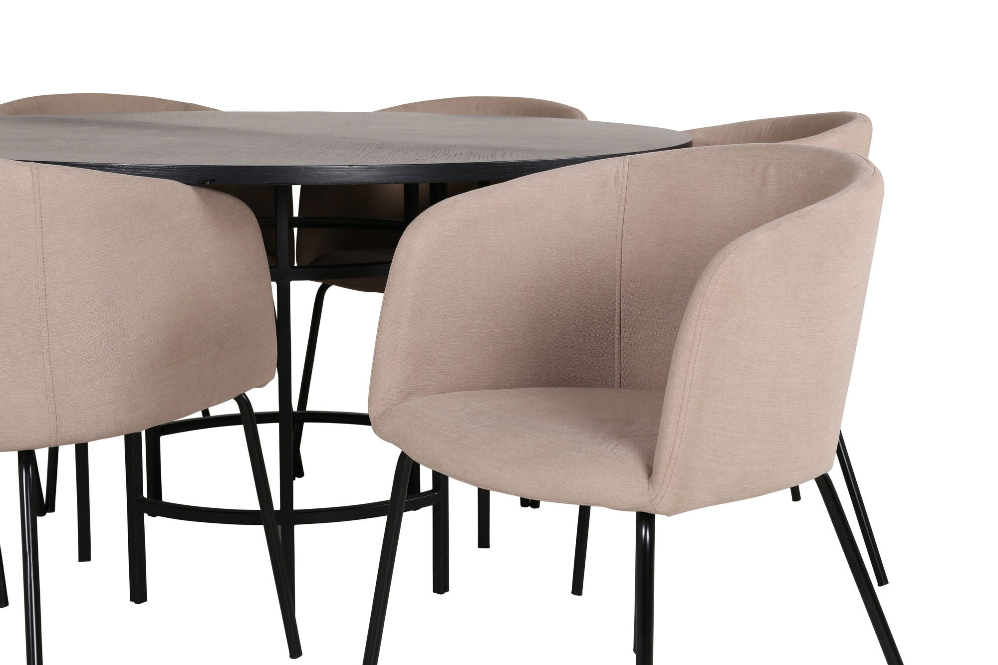 Venture Home Copenhagen - spisebord round - Black / Black+Berit stol - Black / Beige Fabric (Polyester linen )_6