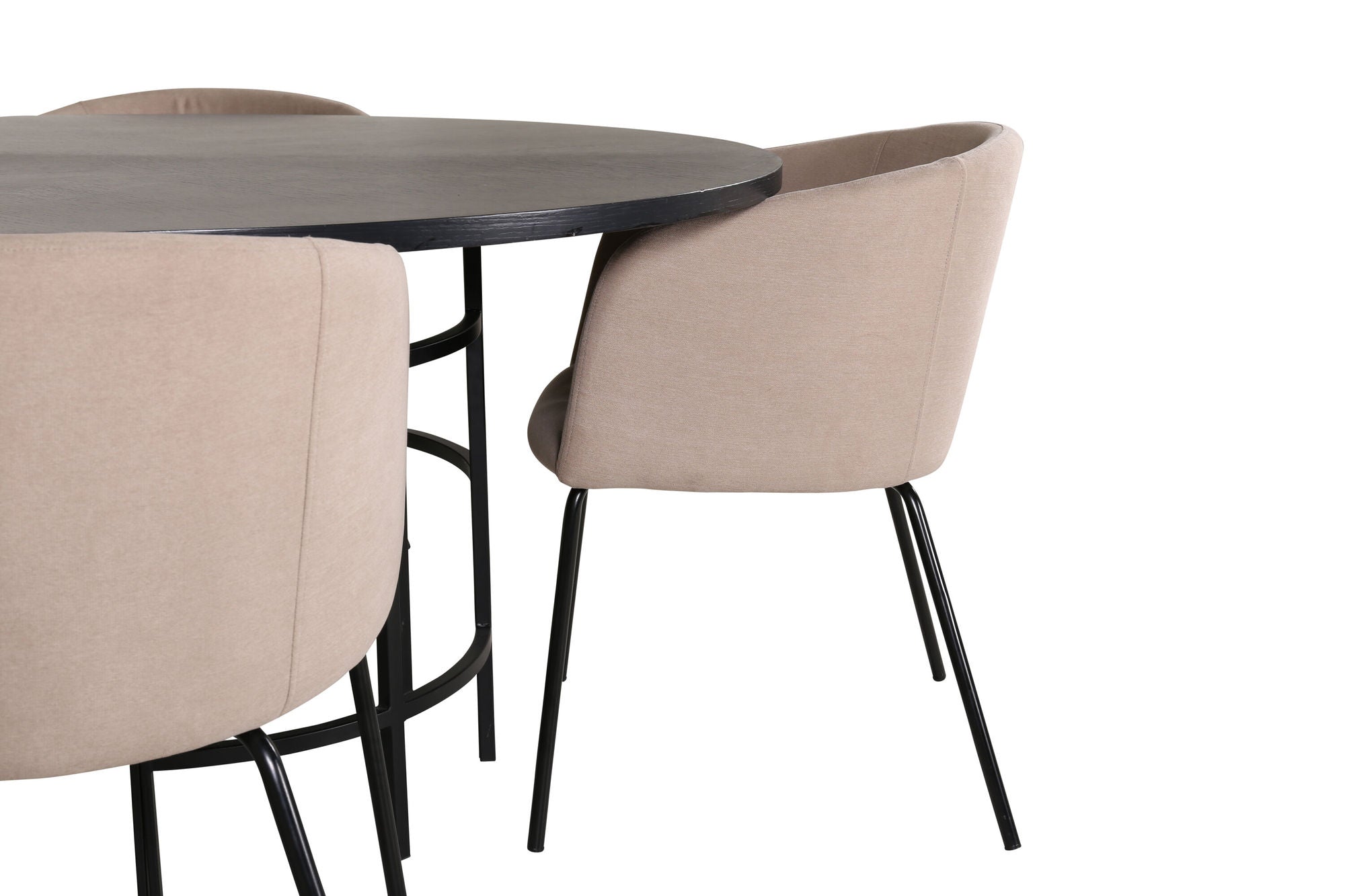 Venture Home Copenhagen - spisebord round - Black / Black+Berit stol - Black / Beige Fabric (Polyester linen )_4