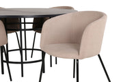 Venture Home Copenhagen - spisebord round - Black / Black+Berit stol - Black / Beige Fabric (Polyester linen )_4