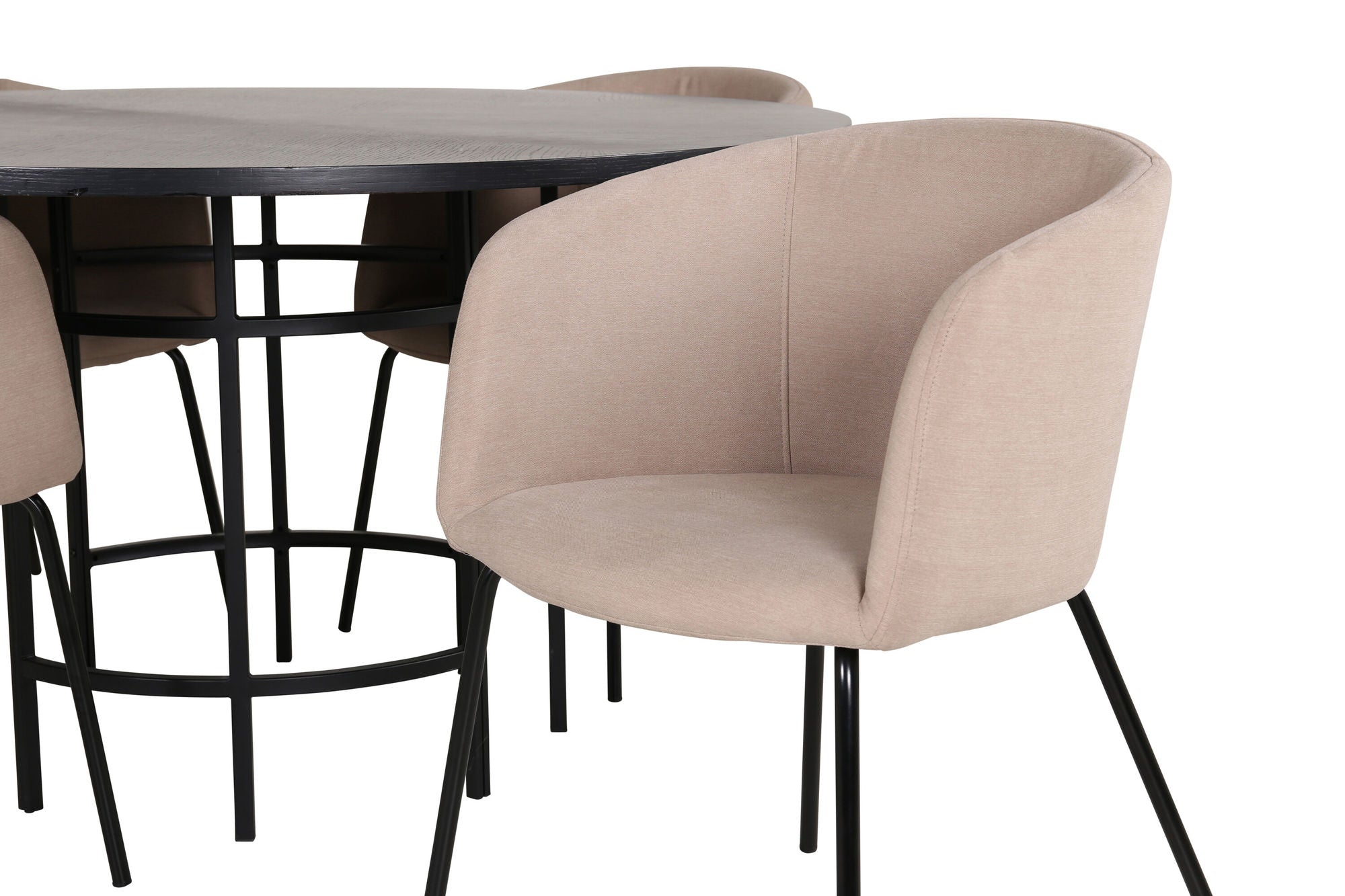 Venture Home Copenhagen - spisebord round - Black / Black+Berit stol - Black / Beige Fabric (Polyester linen )_4