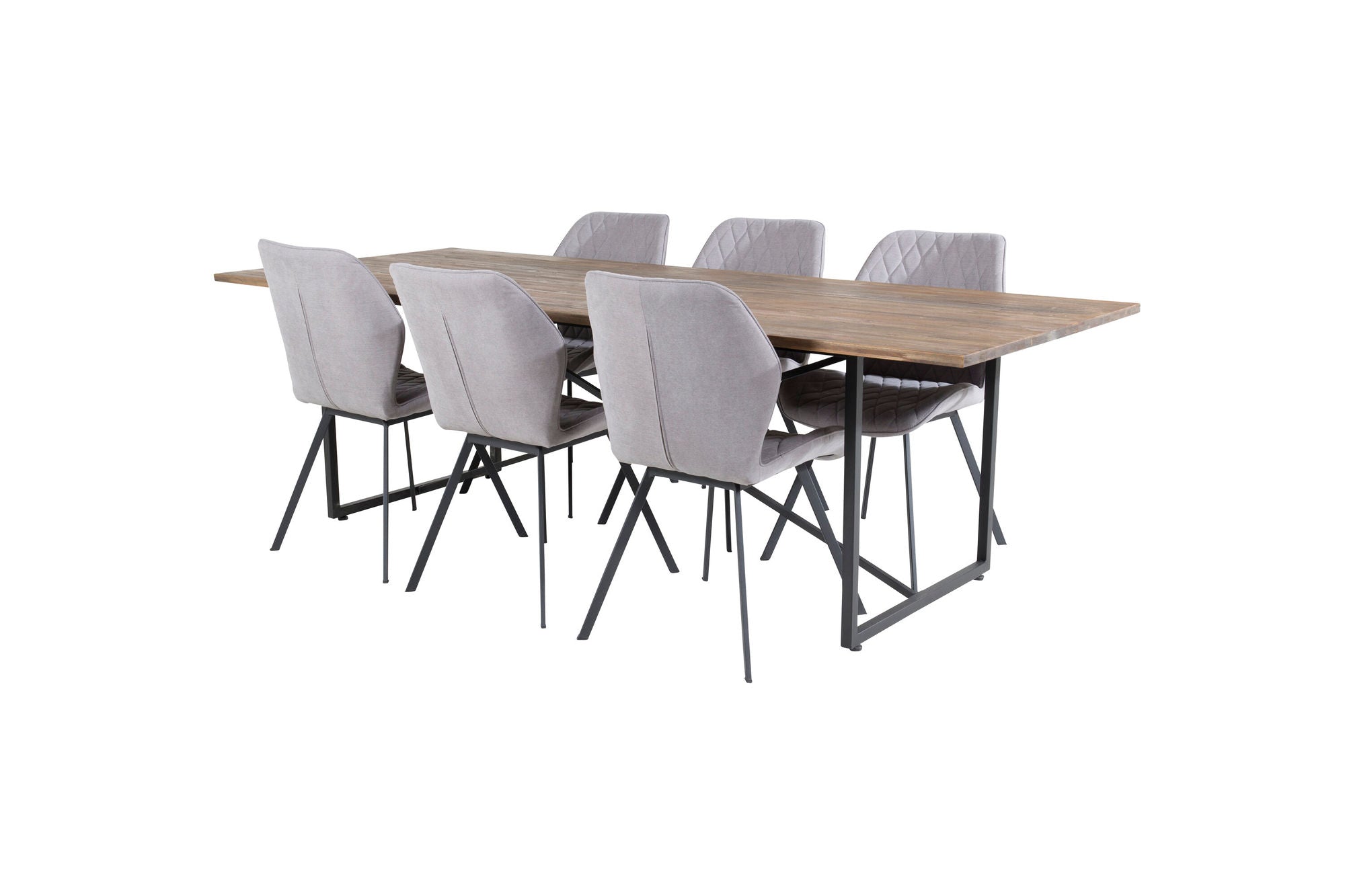 Venture Home Padang spisebord - 250*100*H76 - Dark Teak / Black+Gemma Spisebordsstol - Black Legs - Grey Fabric_6