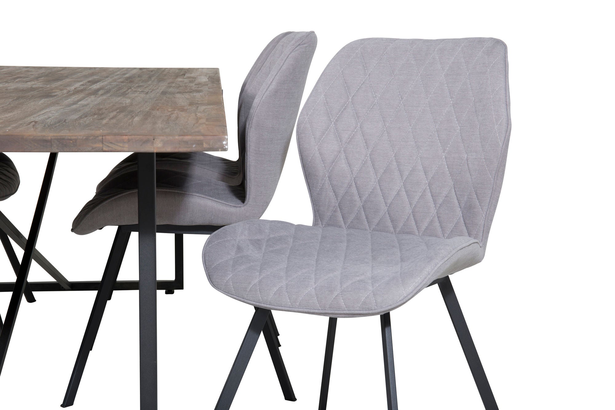Venture Home Padang spisebord - 250*100*H76 - Dark Teak / Black+Gemma Spisebordsstol - Black Legs - Grey Fabric_6