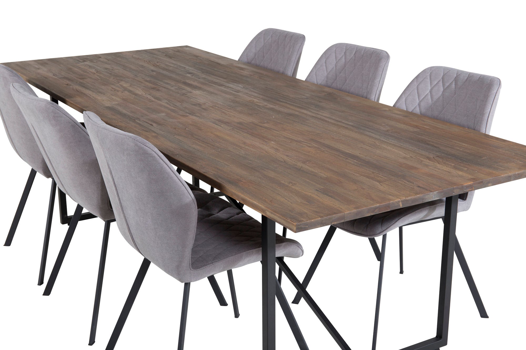 Venture Home Padang spisebord - 250*100*H76 - Dark Teak / Black+Gemma Spisebordsstol - Black Legs - Grey Fabric_6