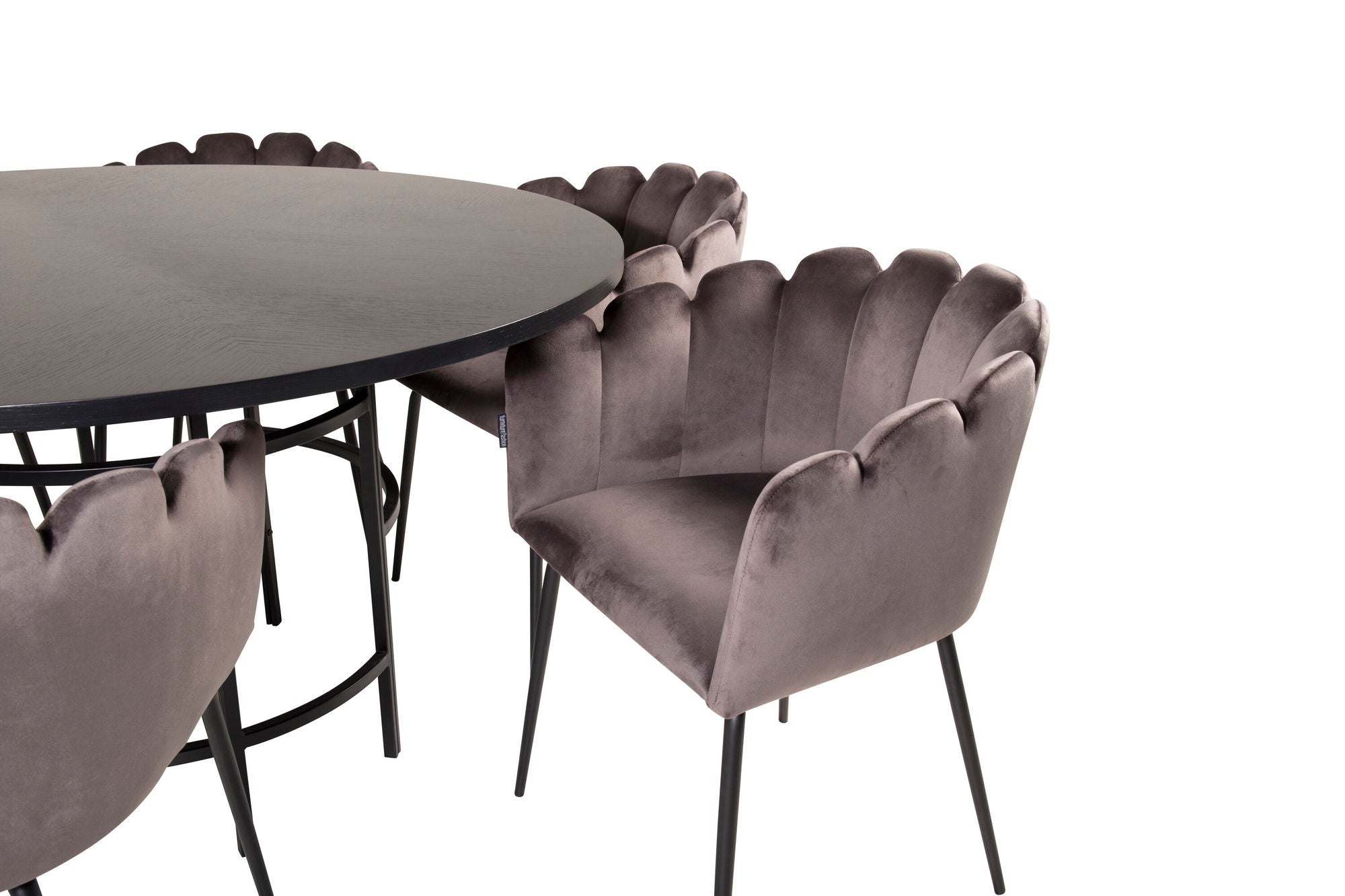Venture Home Copenhagen - spisebord round - Black / Black+Limhamn - stol - Grey Velvet_6