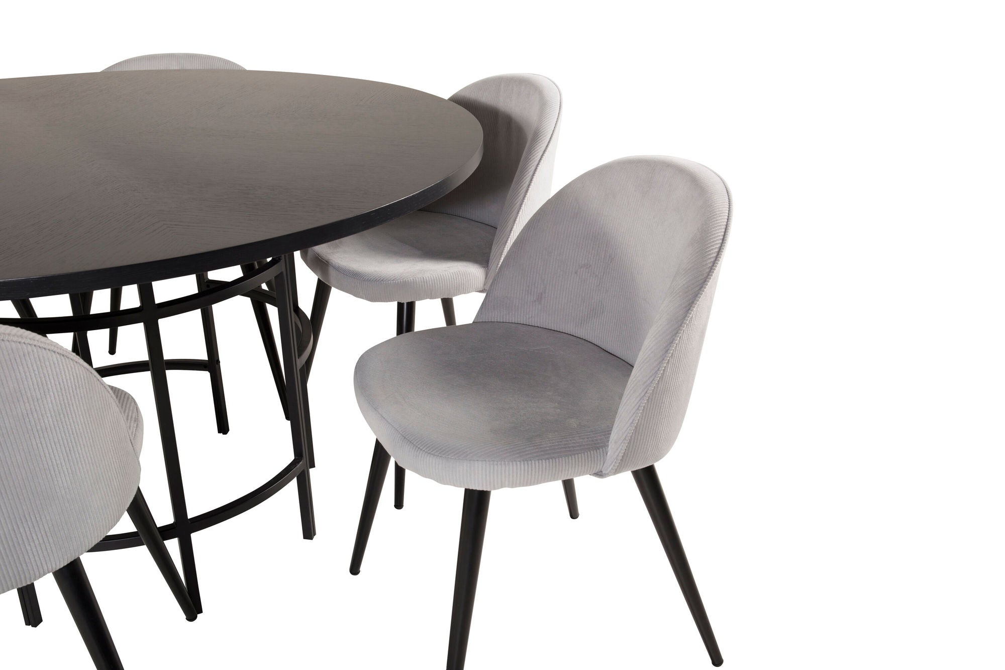 Venture Home Copenhagen - spisebord round - Black / Black+Velvet matstol - Manchester - Svart / Ljusgrå_6