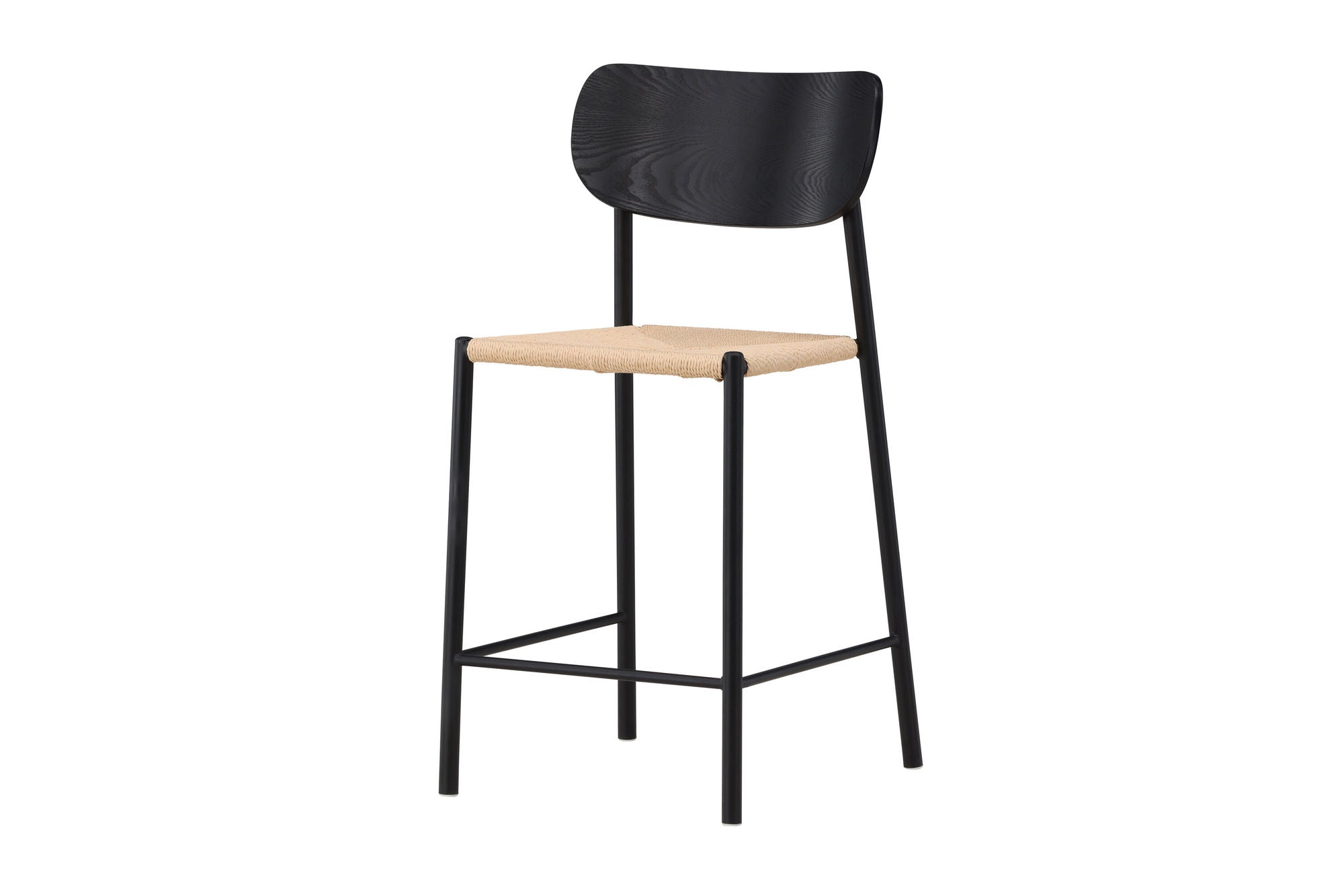 Venture Home Polly Bar stol Backrest - Black / Nature Rope