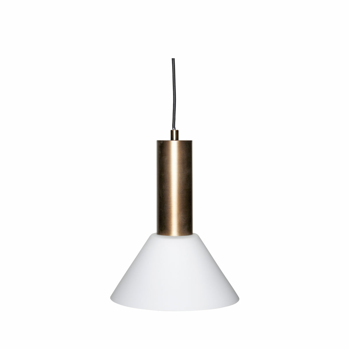 Kontrast pendel lampe, patineret messing