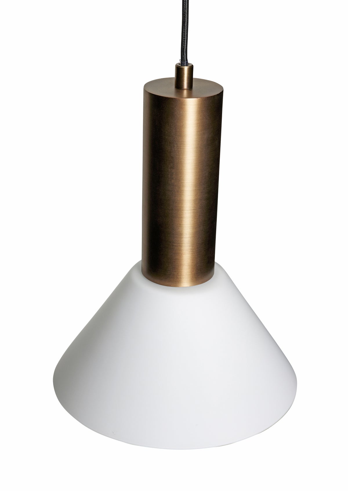 Kontrast pendel lampe, patineret messing