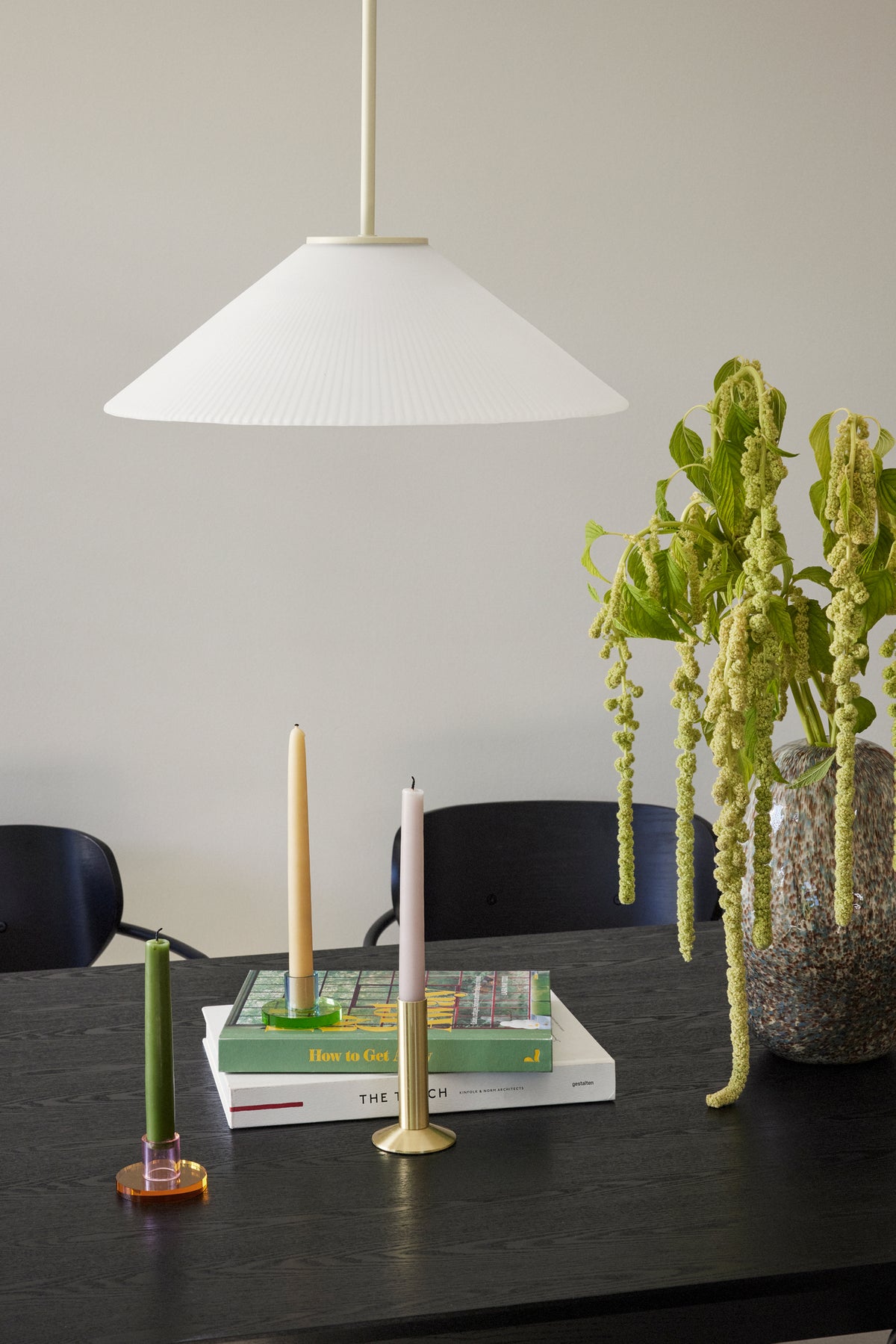Solid pendel Lampe hvid/sand