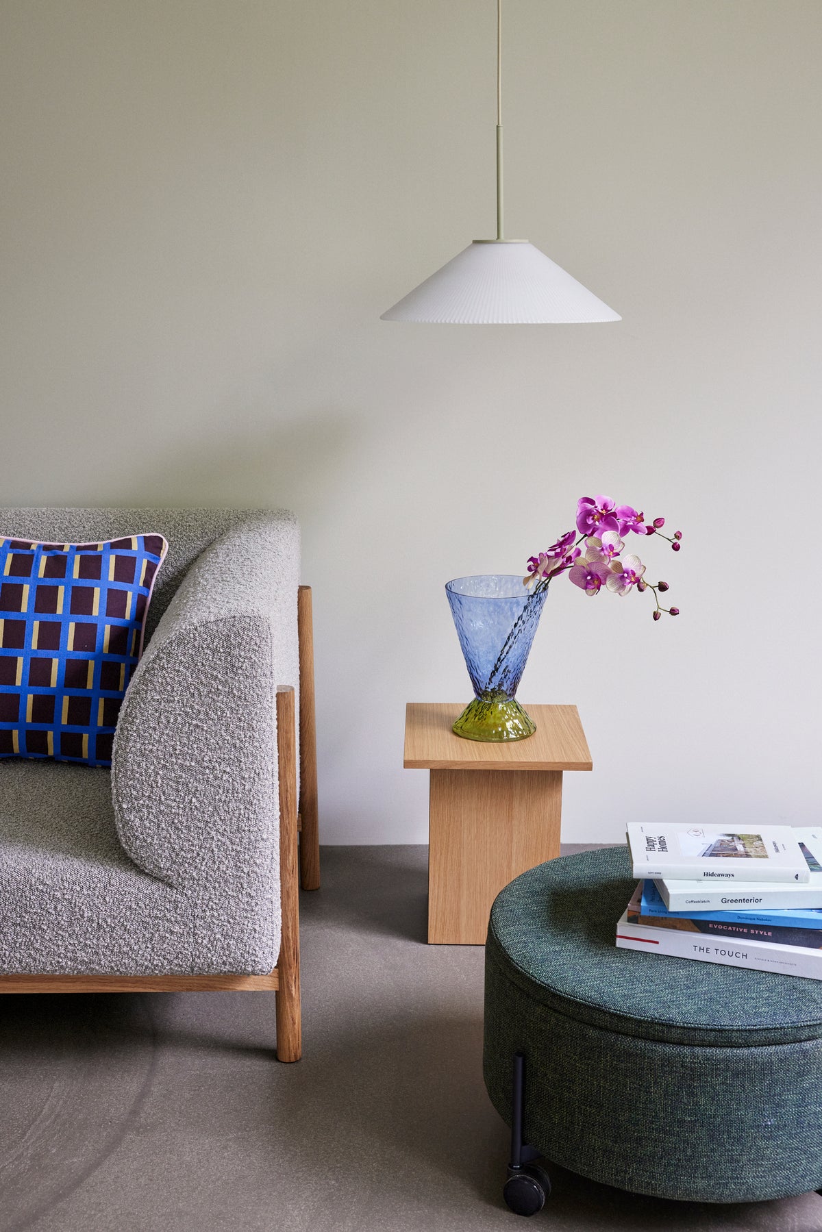 Solid pendel Lampe hvid/sand