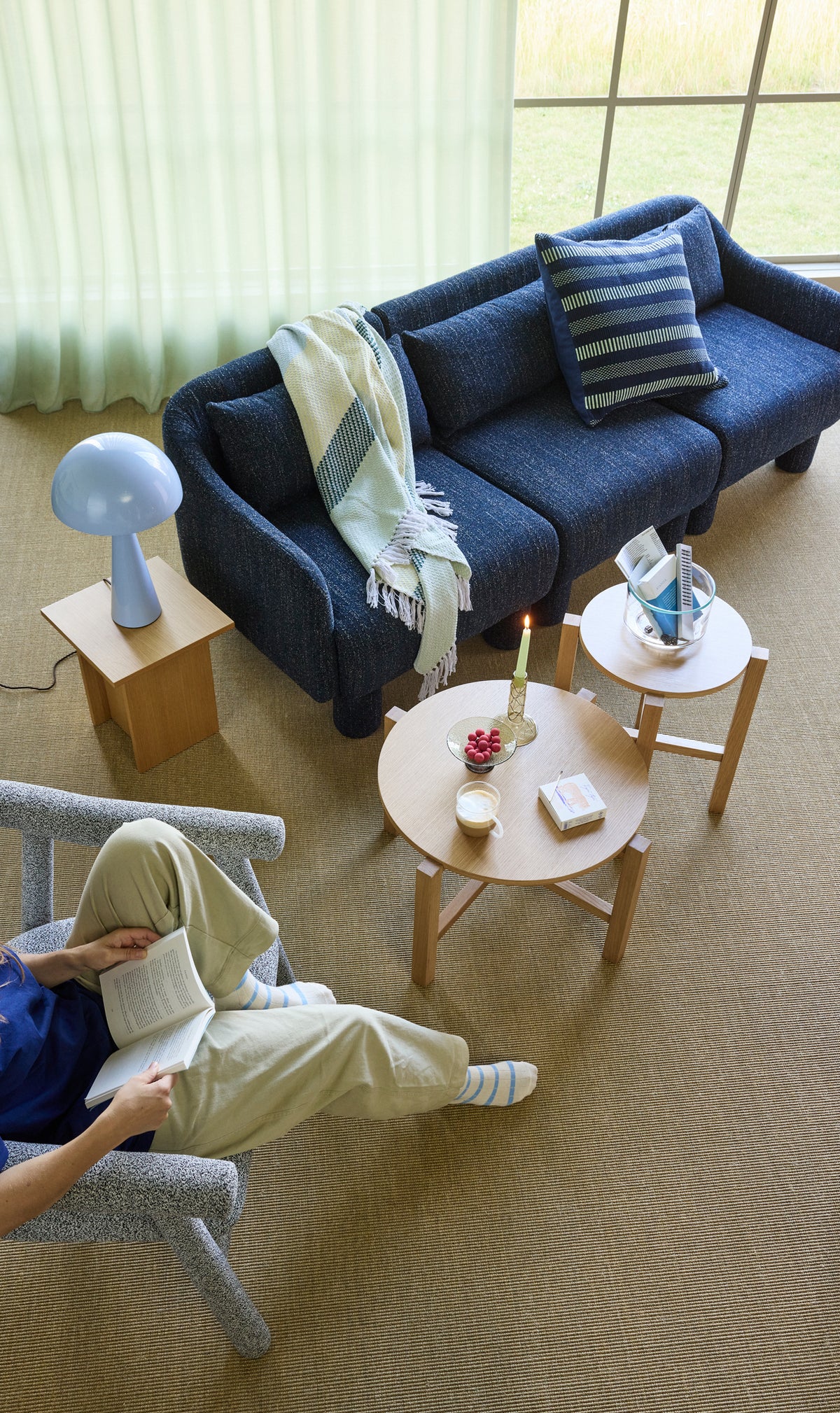 Mush høj bordlampe isblå