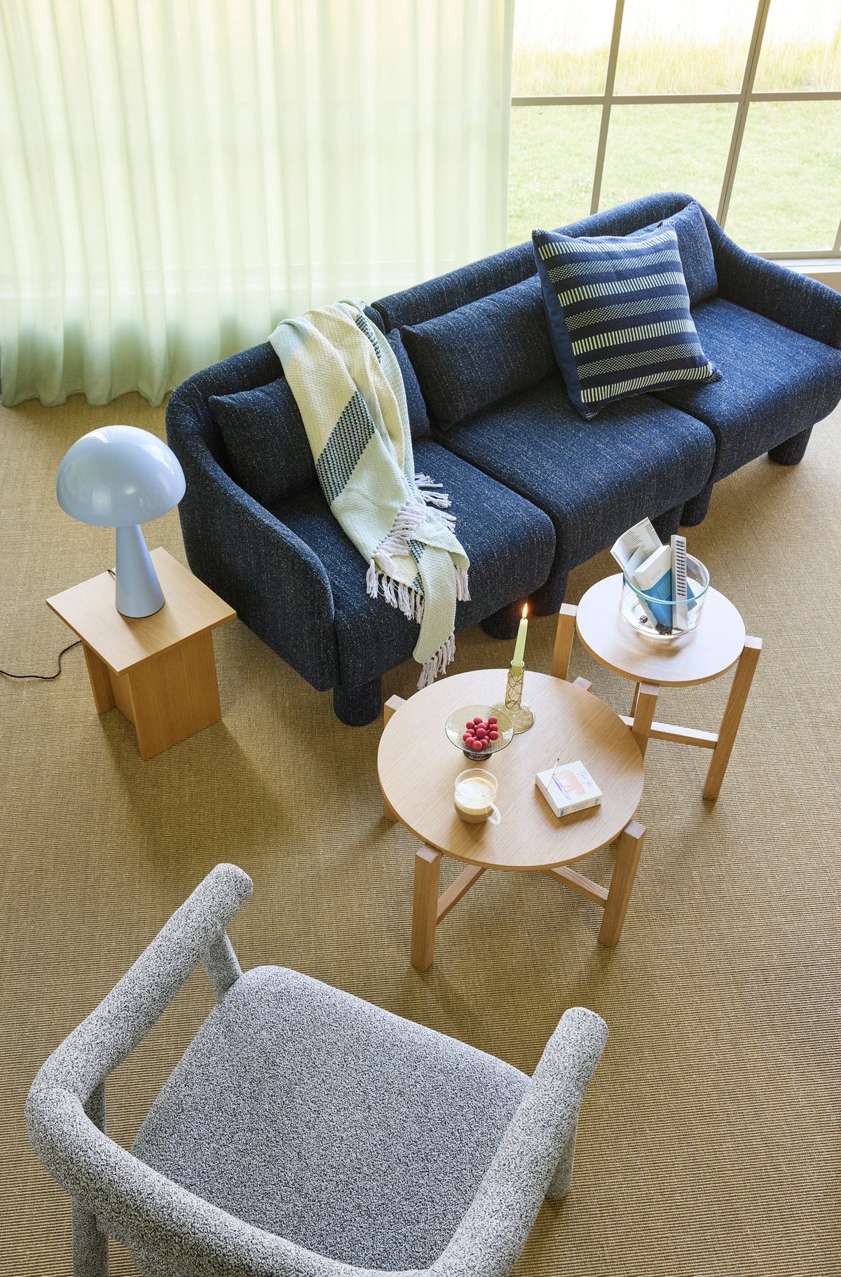 Mush høj bordlampe isblå