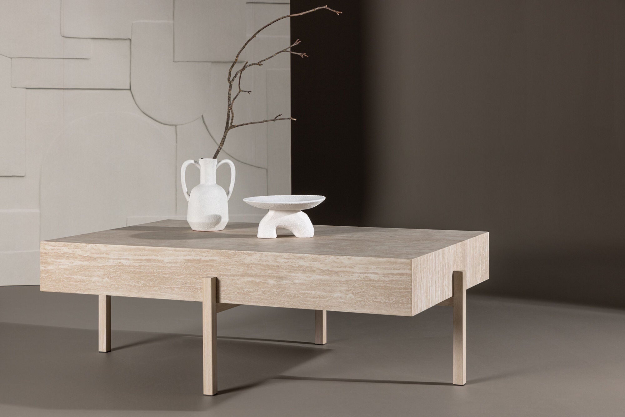 Vind Vadholmen Sofa bord 76x130 - Travertine look / FSC 100%