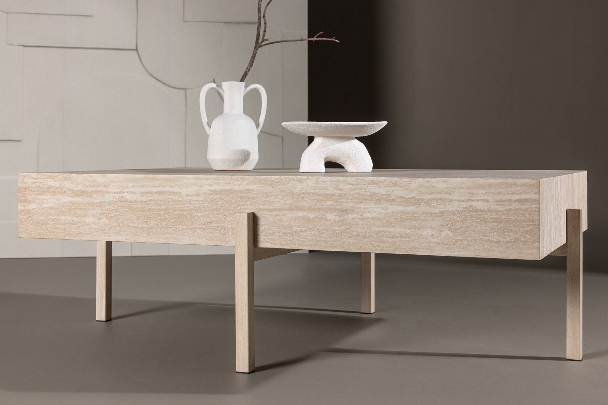 Vind Vadholmen Sofa bord 76x130 - Travertine look / FSC 100%