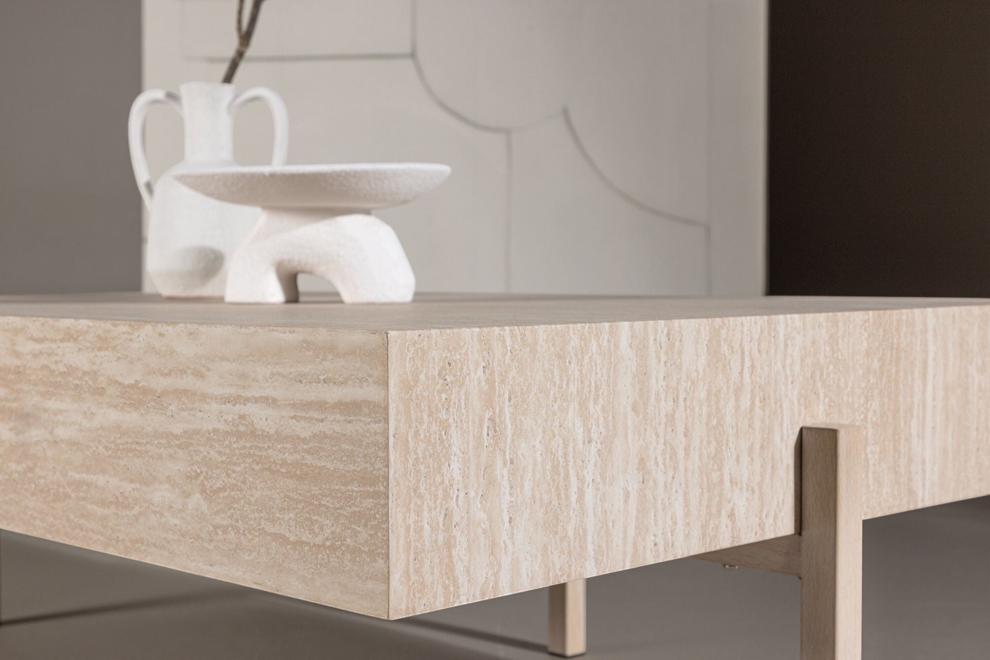 Vind Vadholmen Sofa bord 76x130 - Travertine look / FSC 100%