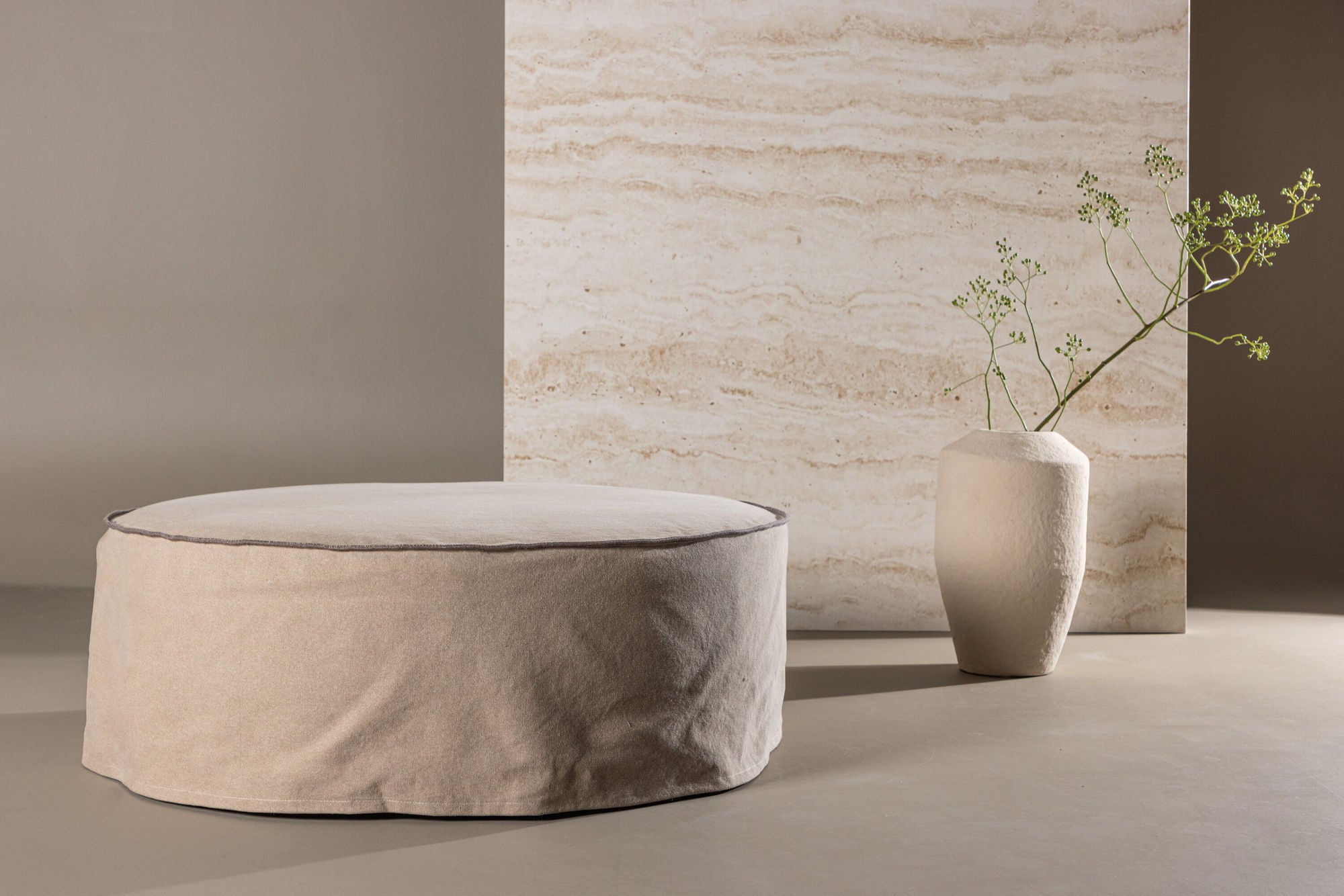 Vind Vindö Ottoman ⌀101 - Brown Linen /