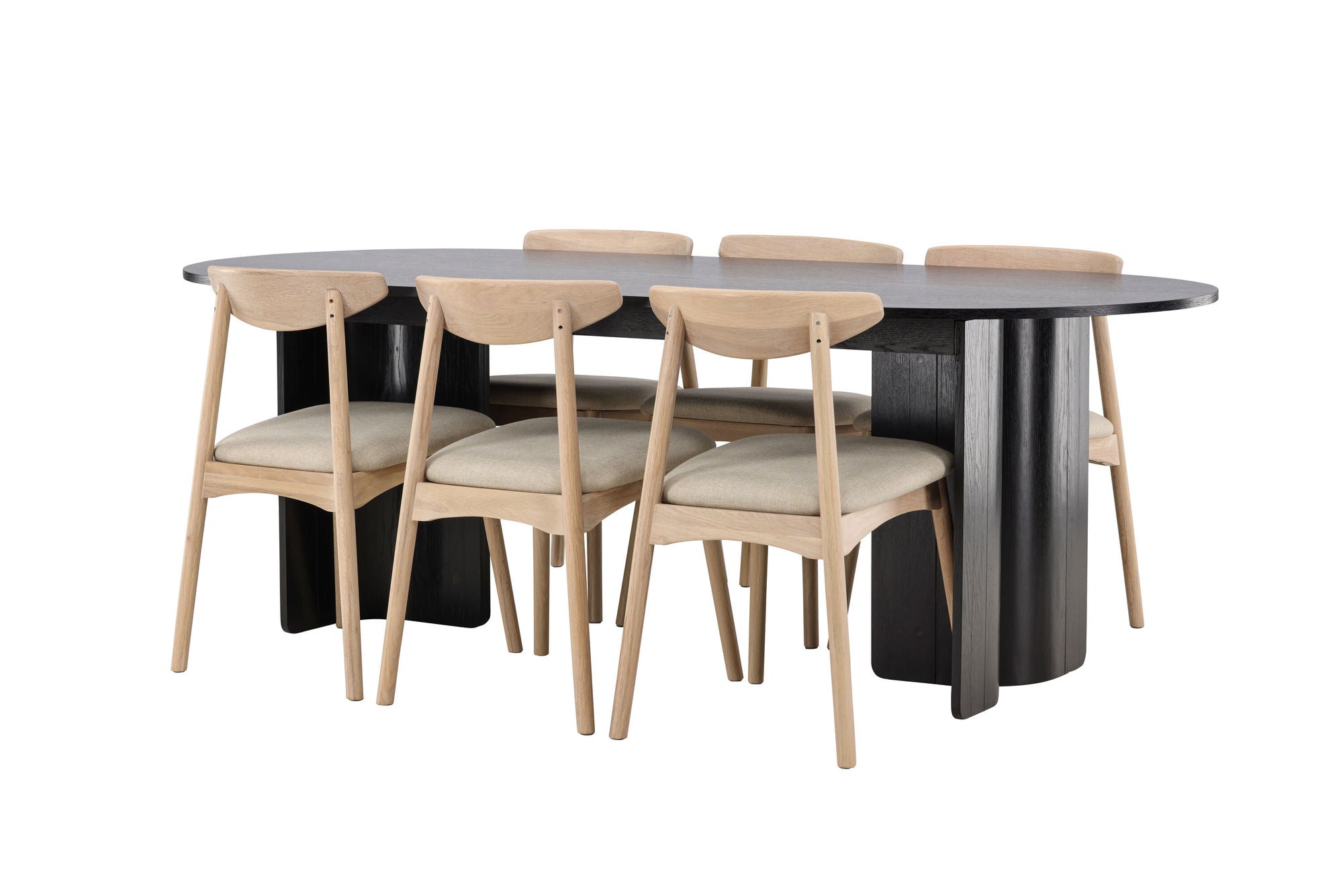 Venture Home Tyresö bord 100x220 cm - Black with Ven stol - Whitewash
