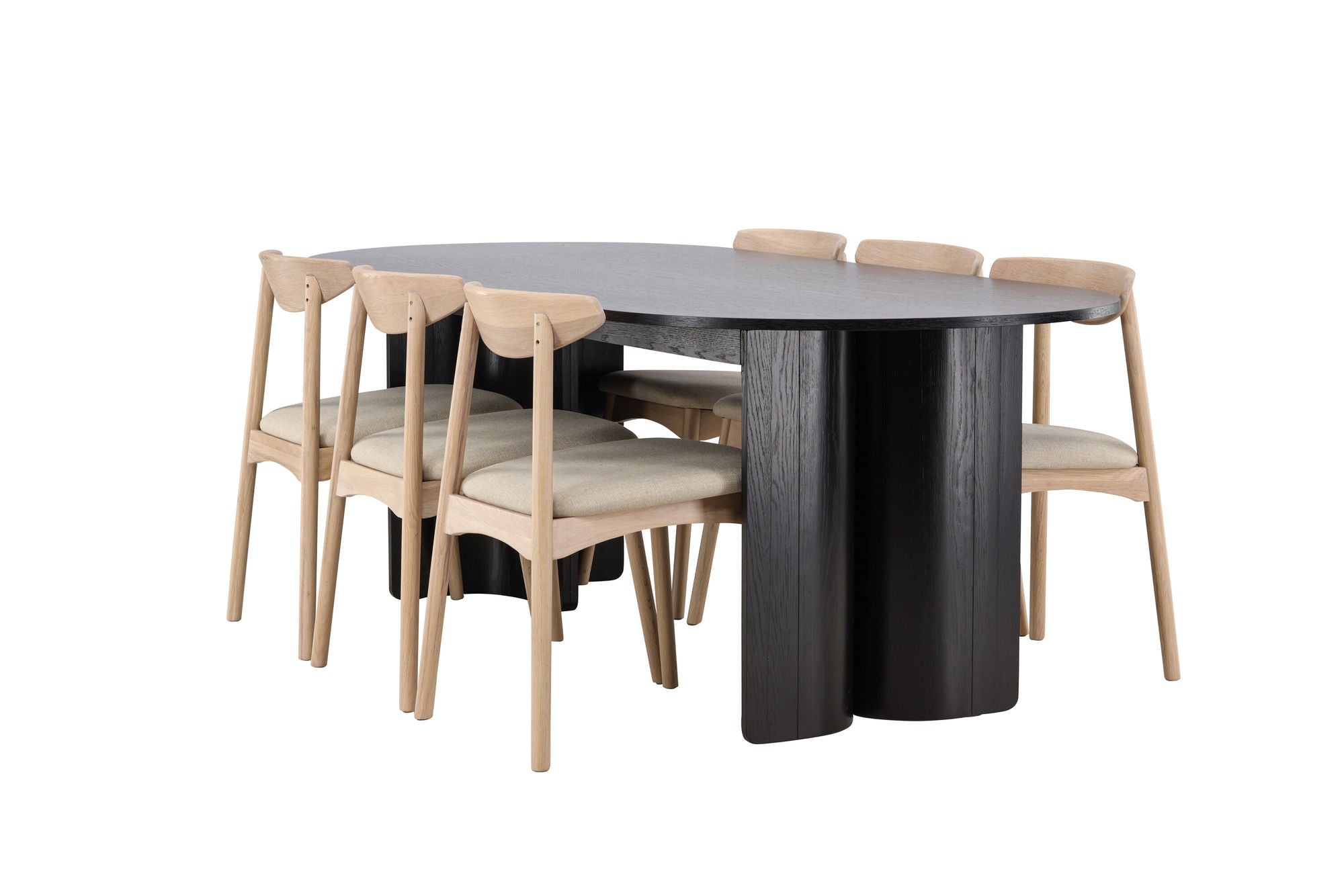 Venture Home Tyresö bord 100x220 cm - Black with Ven stol - Whitewash