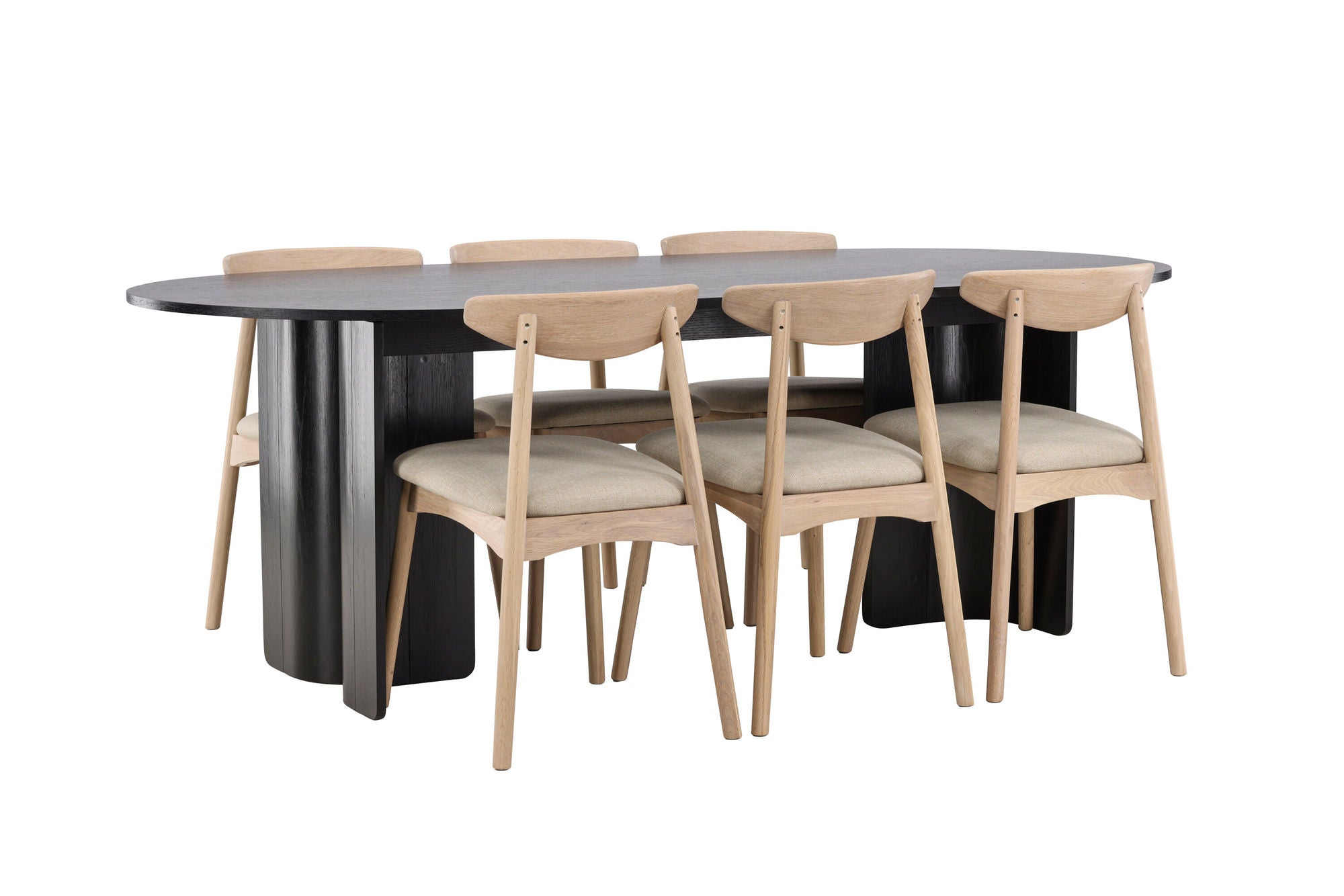 Venture Home Tyresö bord 100x220 cm - Black with Ven stol - Whitewash