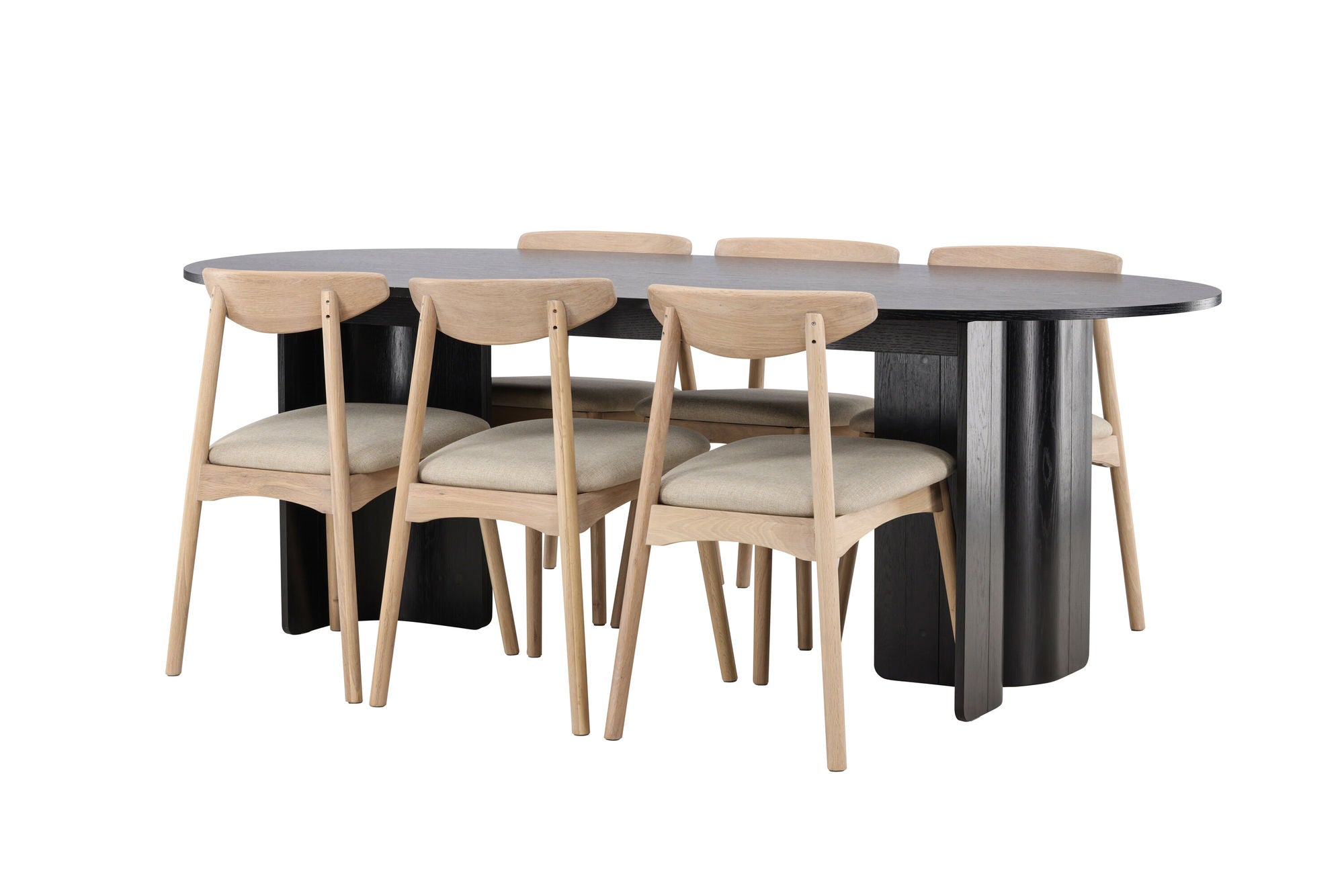 Venture Home Tyresö bord 100x220 cm - Black with Ven stol - Whitewash