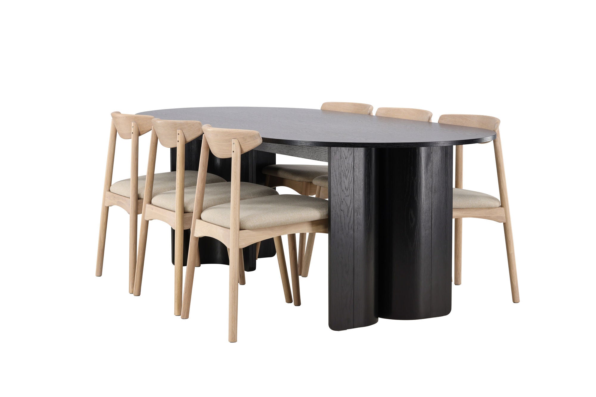 Venture Home Tyresö bord 100x220 cm - Black with Ven stol - Whitewash