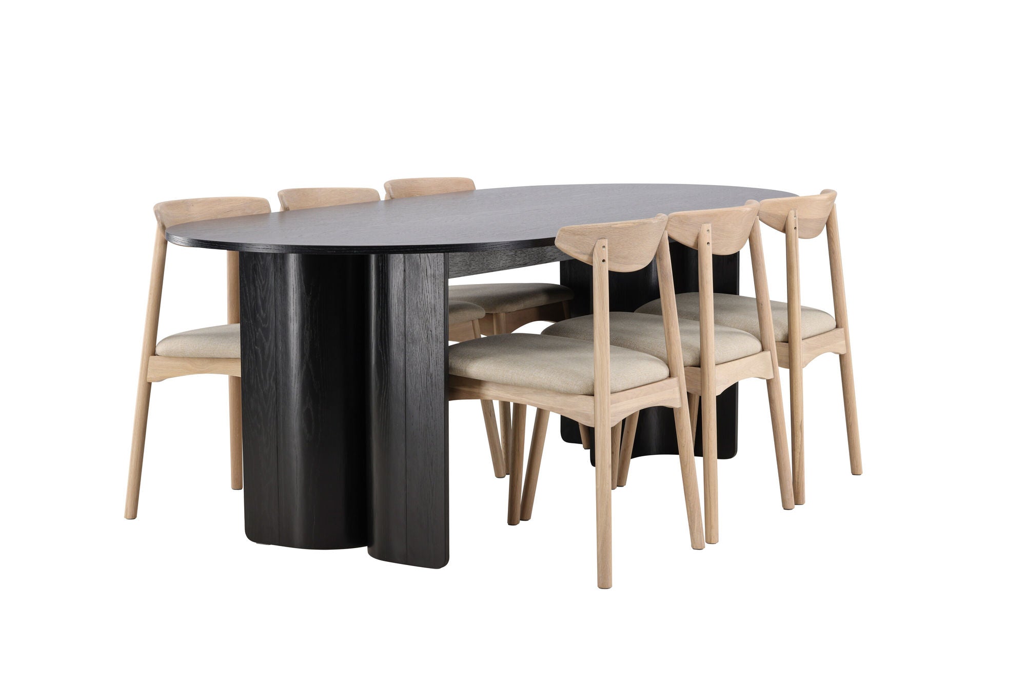 Venture Home Tyresö bord 100x220 cm - Black with Ven stol - Whitewash