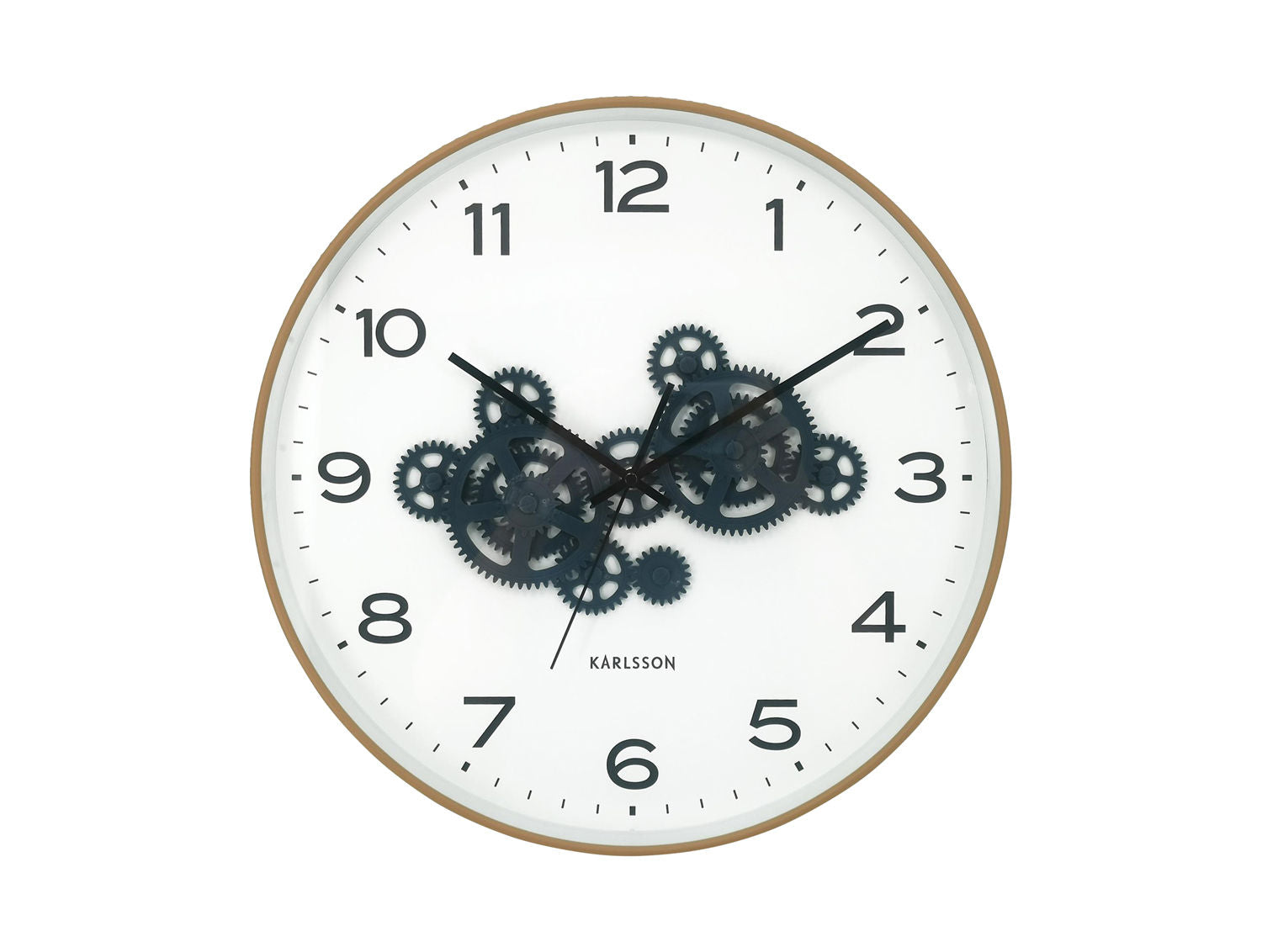 KARLSSON Wall clock Open Gear ochre yellow w. dark blue