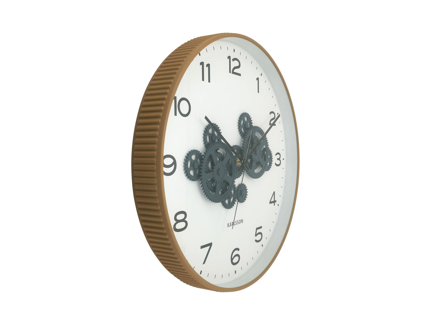 KARLSSON Wall clock Open Gear ochre yellow w. dark blue