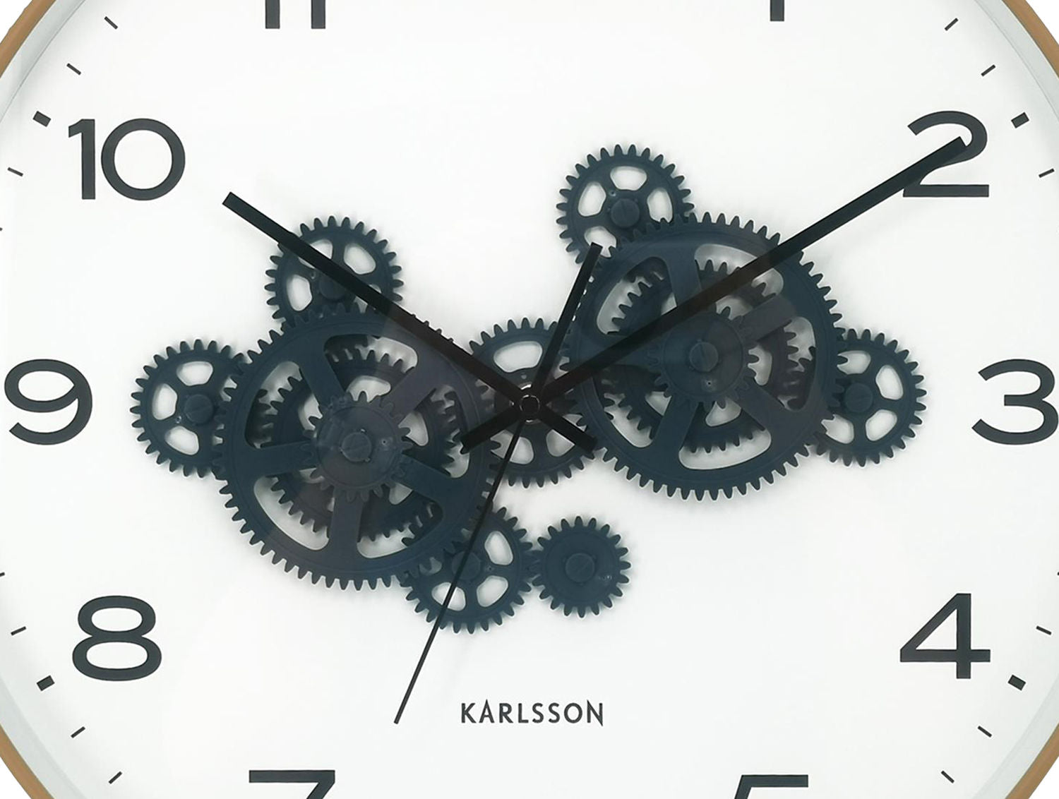 KARLSSON Wall clock Open Gear ochre yellow w. dark blue