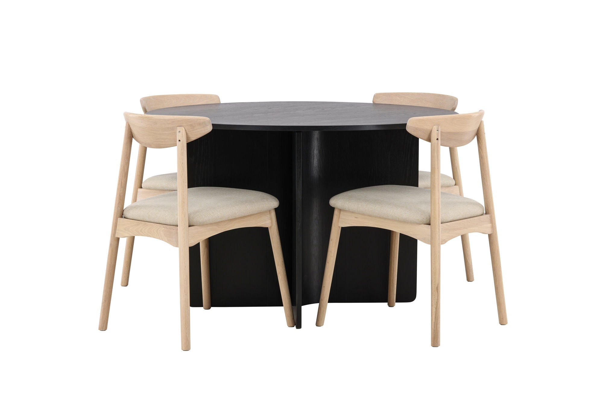 Venture Home Tyresö bord ø120 - Black with Ven stol - Whitewash