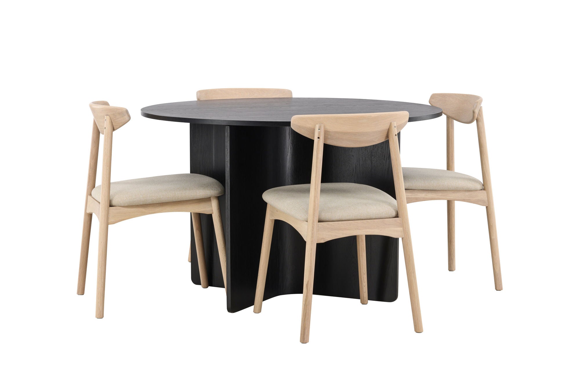 Venture Home Tyresö bord ø120 - Black with Ven stol - Whitewash