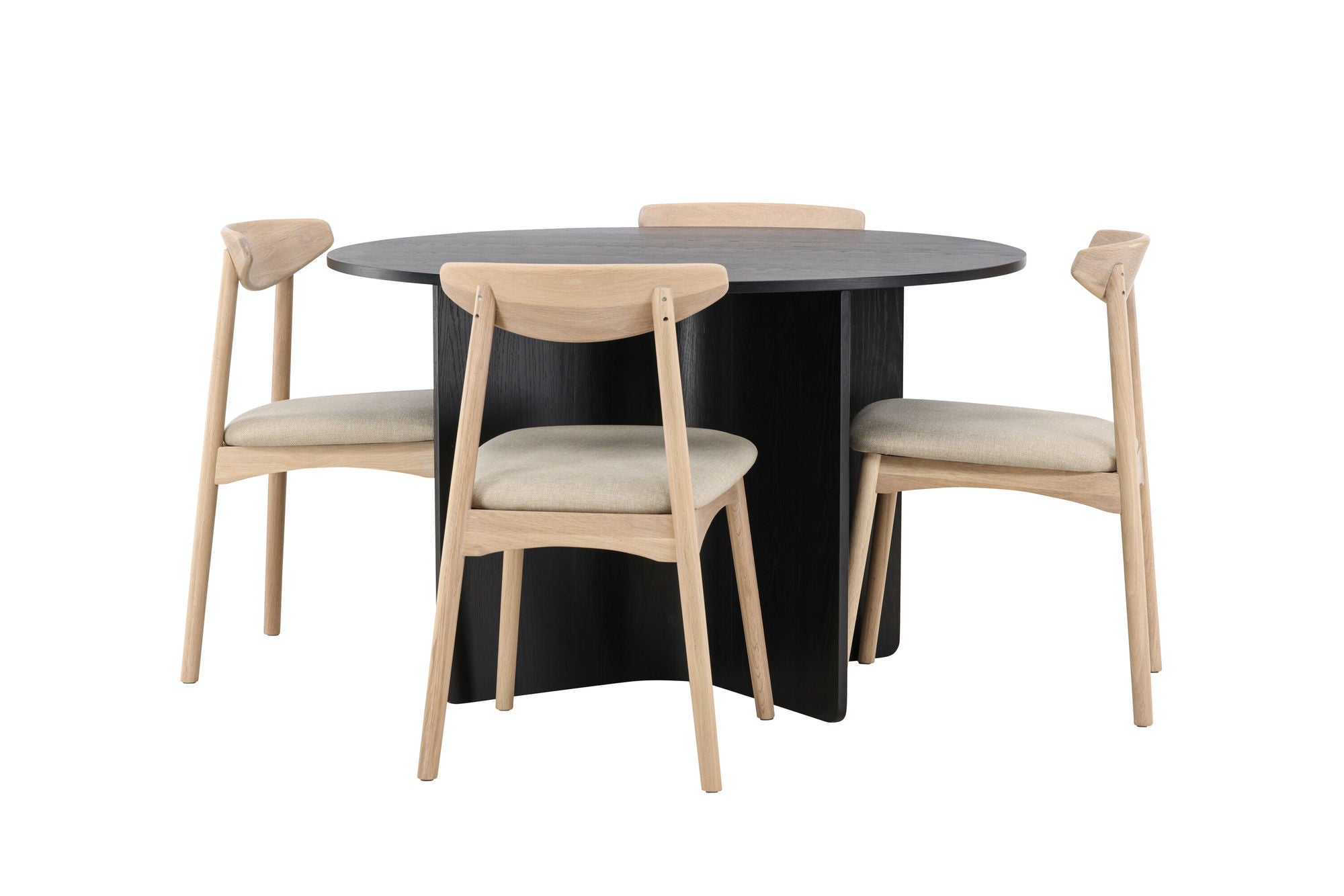 Venture Home Tyresö bord ø120 - Black with Ven stol - Whitewash