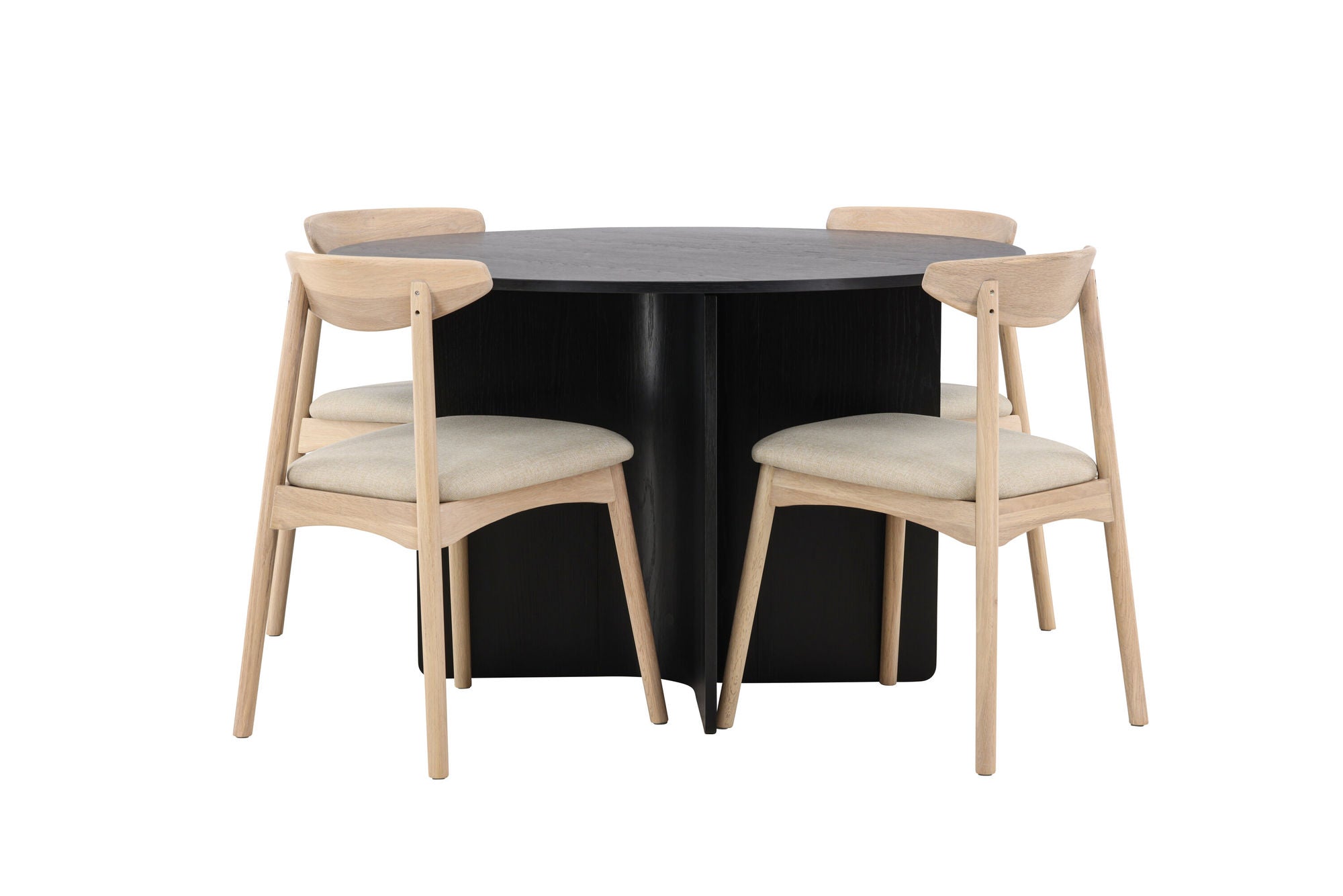 Venture Home Tyresö bord ø120 - Black with Ven stol - Whitewash