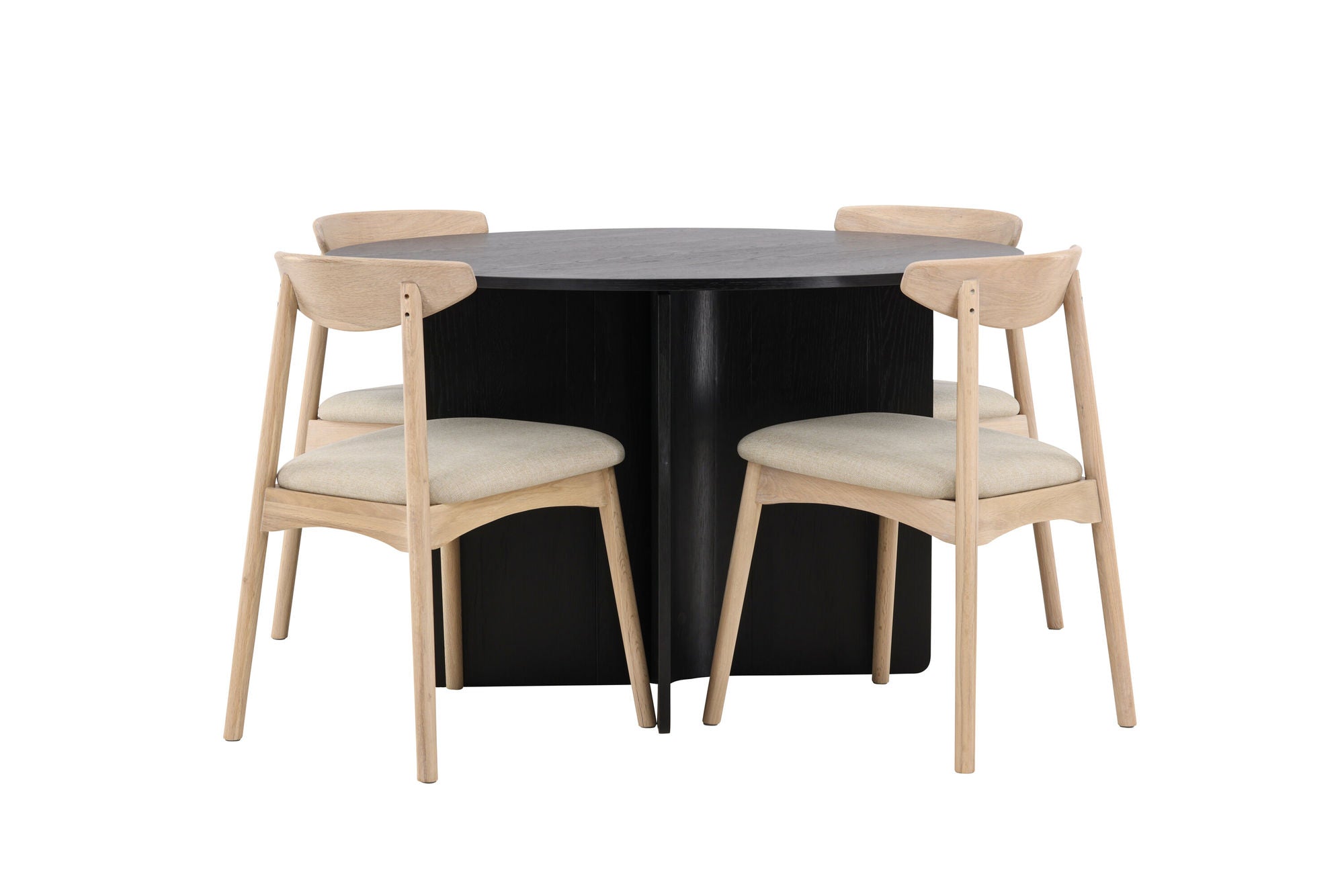 Venture Home Tyresö bord ø120 - Black with Ven stol - Whitewash