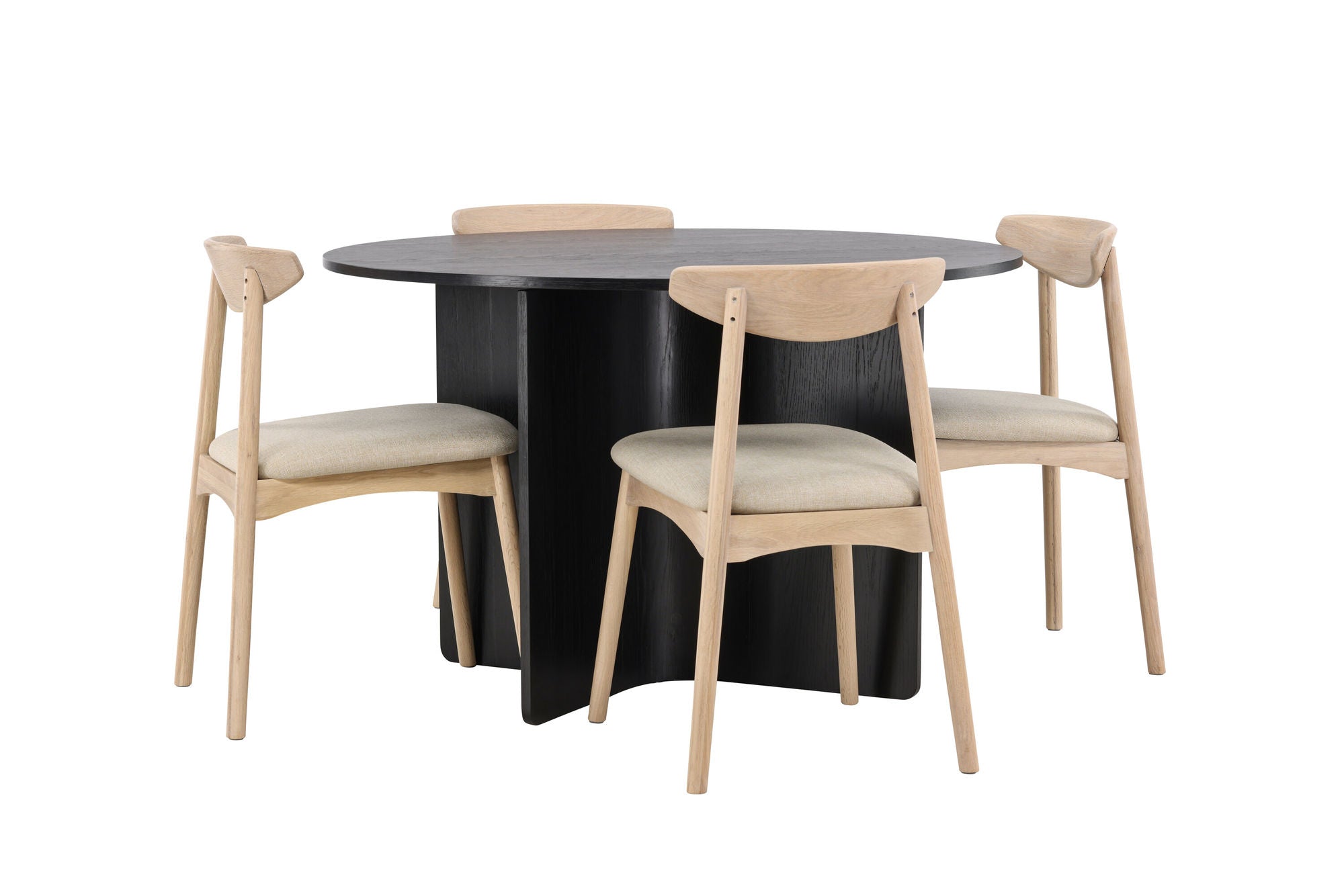Venture Home Tyresö bord ø120 - Black with Ven stol - Whitewash