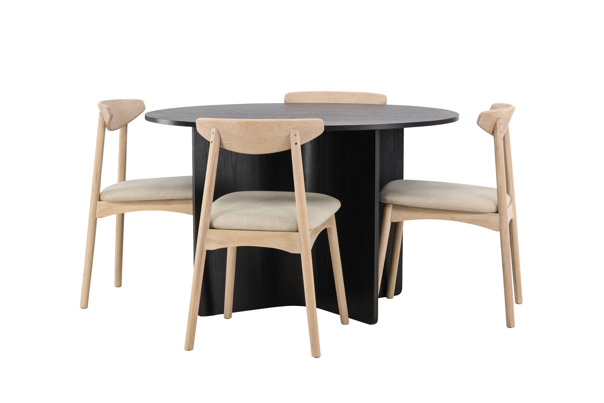 Venture Home Tyresö bord ø120 - Black with Ven stol - Whitewash