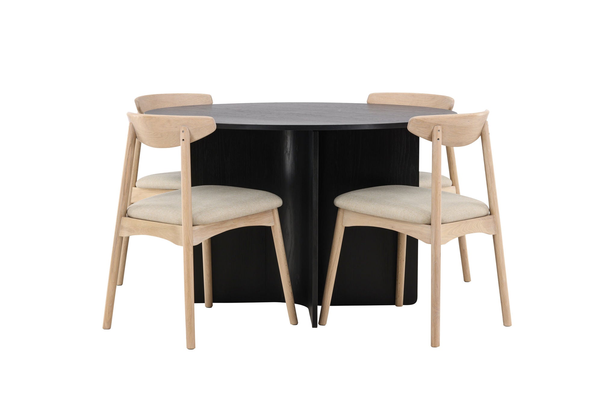 Venture Home Tyresö bord ø120 - Black with Ven stol - Whitewash