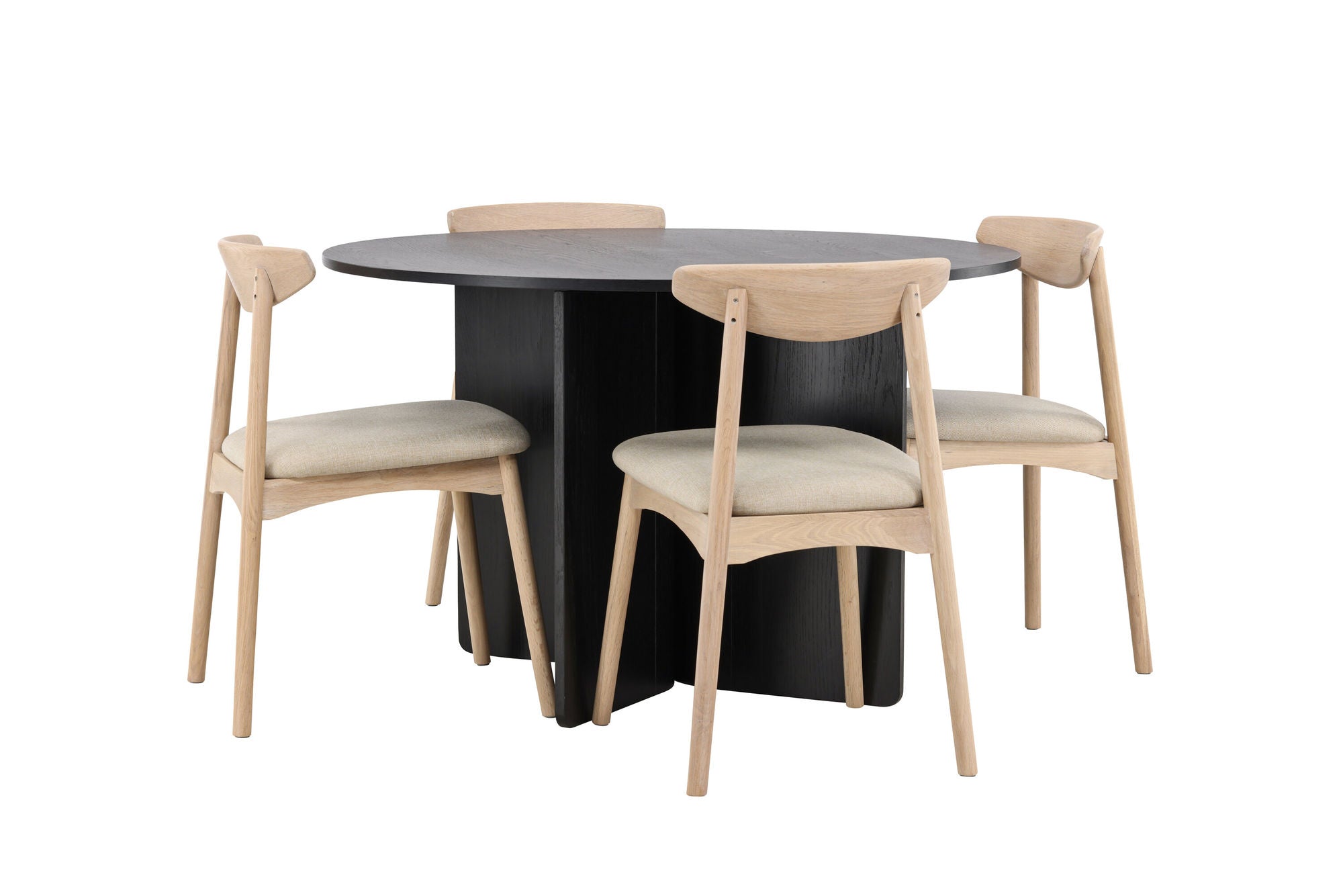 Venture Home Tyresö bord ø120 - Black with Ven stol - Whitewash
